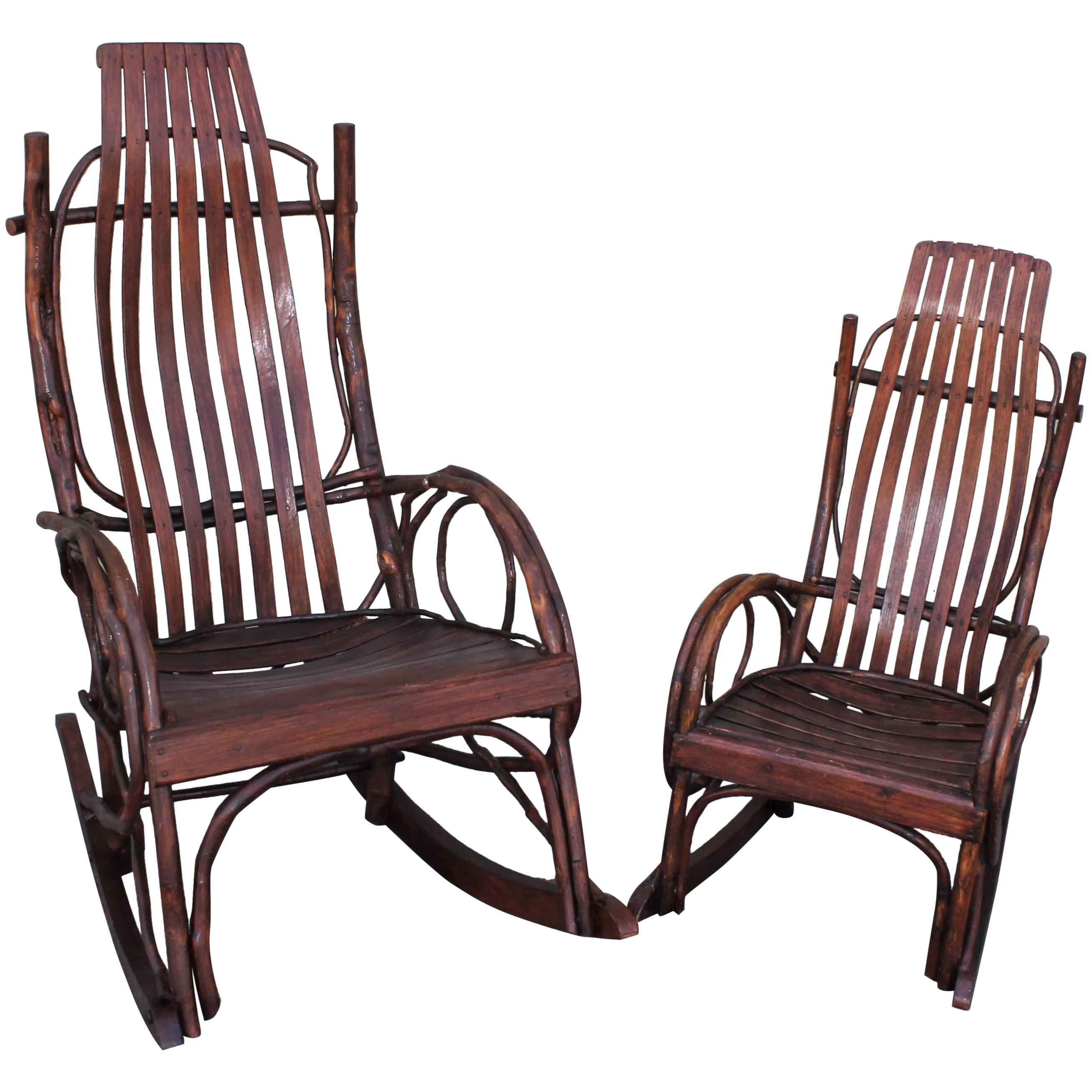 Amish Bent Wood Rocking Chairs, Adults and Child's, 2