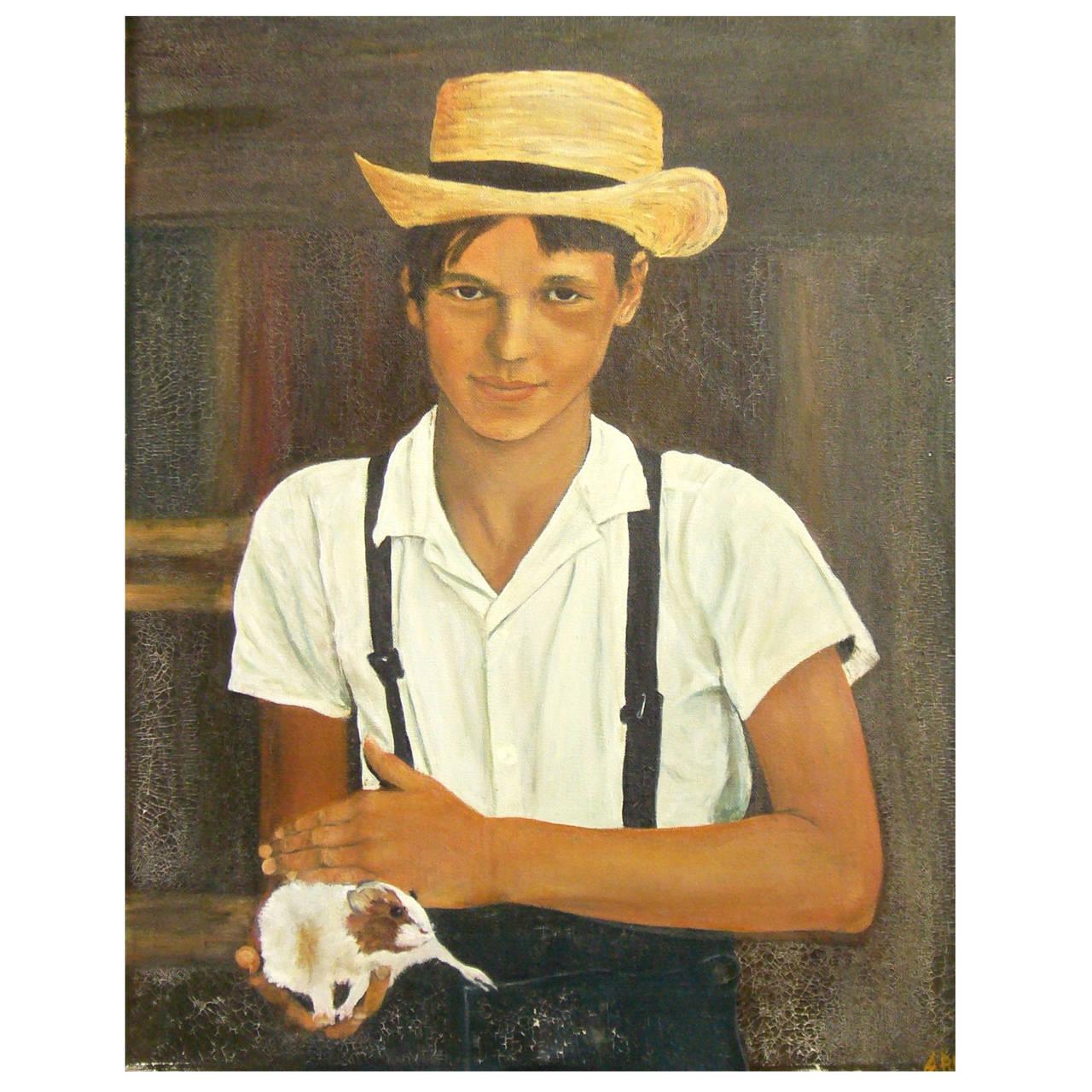 Américain Peinture d'un garçon amish, 1965 en vente