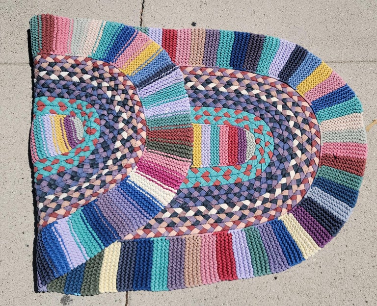 Amish Braided And Crochet Rug From