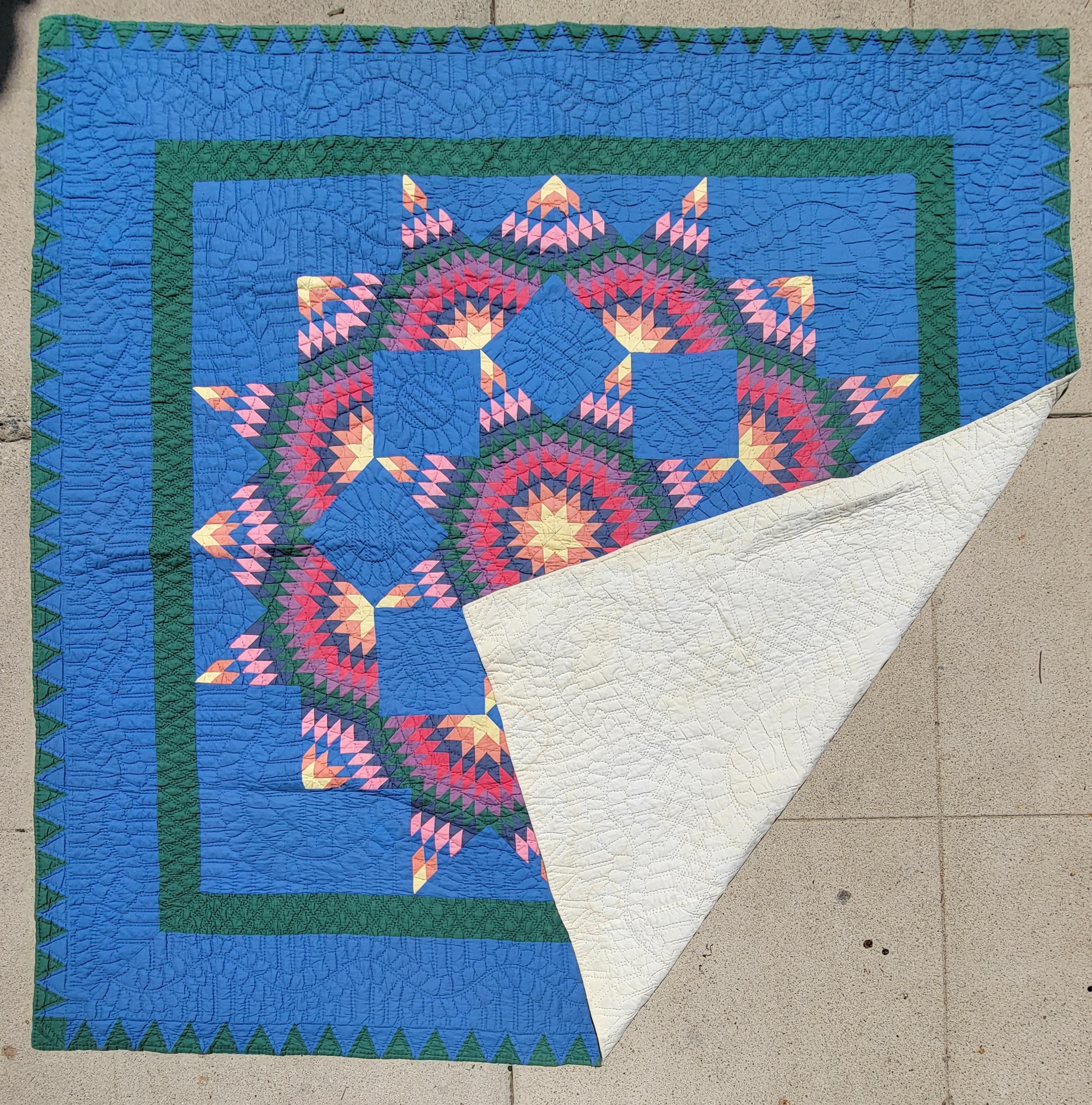 Hand-Crafted Amish Broken Star Quilt