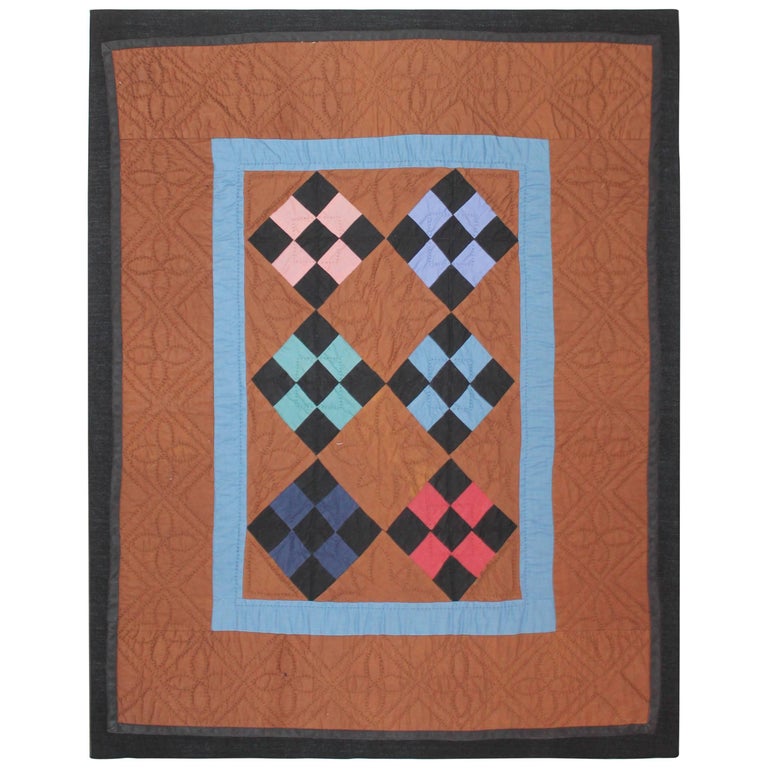 Amish Crib Quilt Mounted on Frame For Sale at 1stDibs