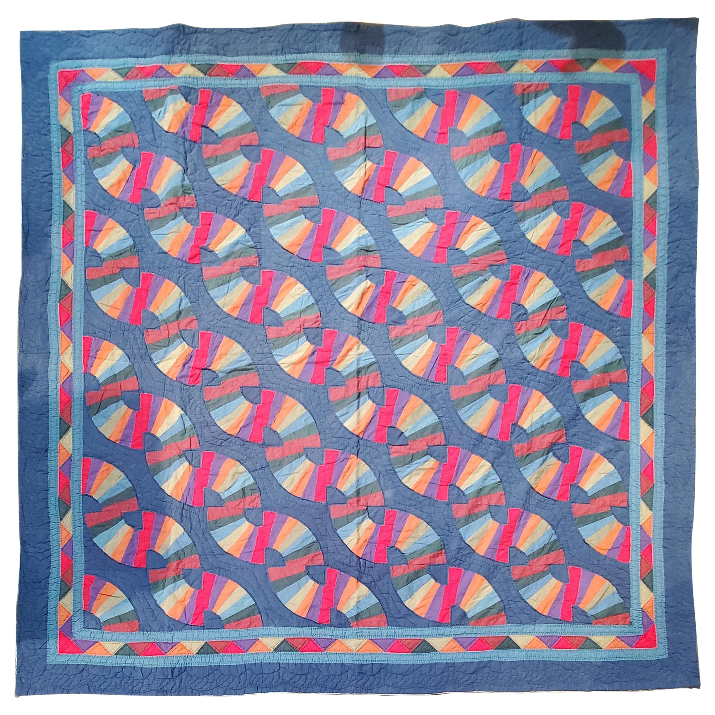 Amish Fan Quilt from Ohio, 1950s For Sale