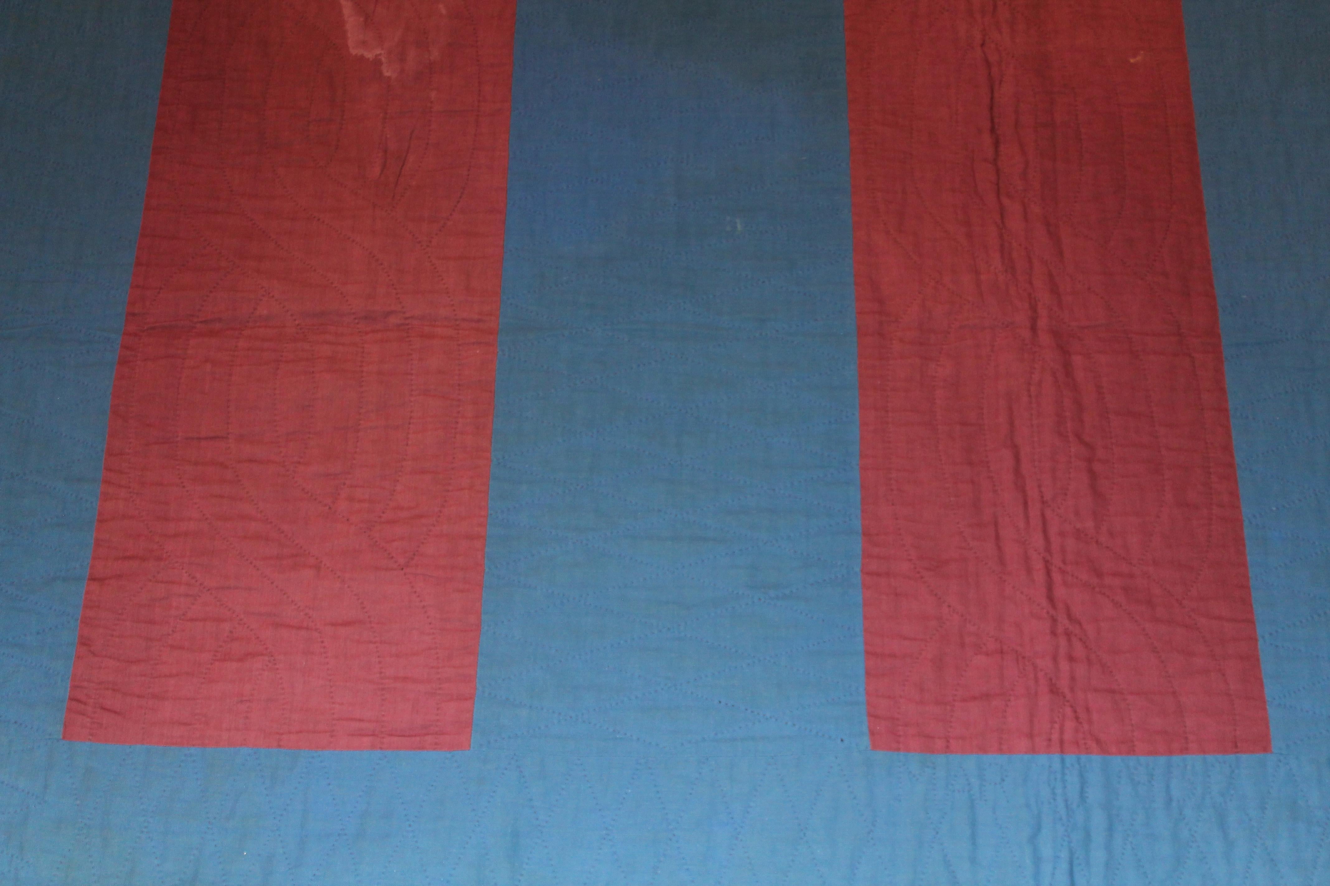 Hand-Crafted Amish Lancaster Co. Early Floating Bars Quilt