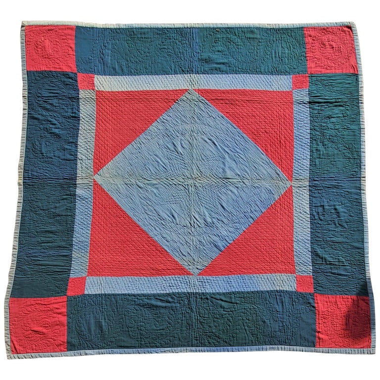 Amish Lancaster, County Pennsylvania Wool Diamond in a Square Quilt For