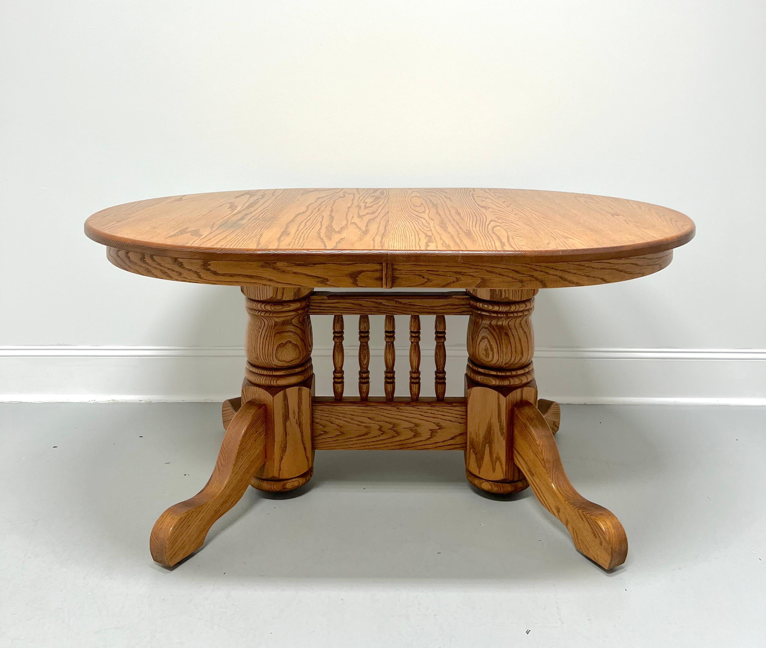 Amish Made Rockford Style Oak Oblong Trestle Dining Table In Good Condition For Sale In Charlotte, NC