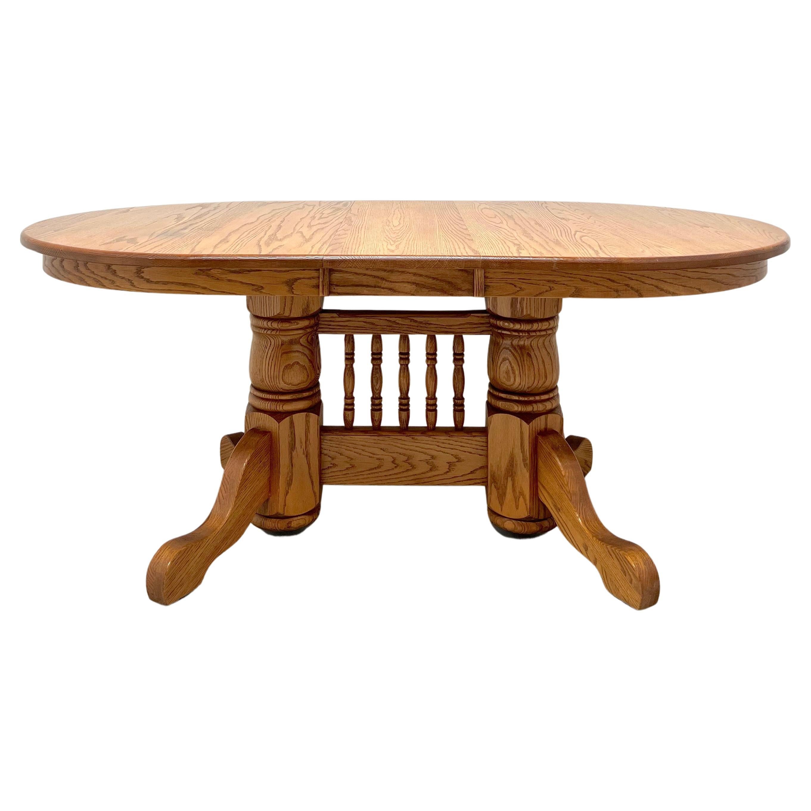 Amish Made Rockford Style Oak Oblong Trestle Dining Table For Sale