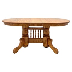 Vintage Amish Made Rockford Style Oak Oblong Trestle Dining Table