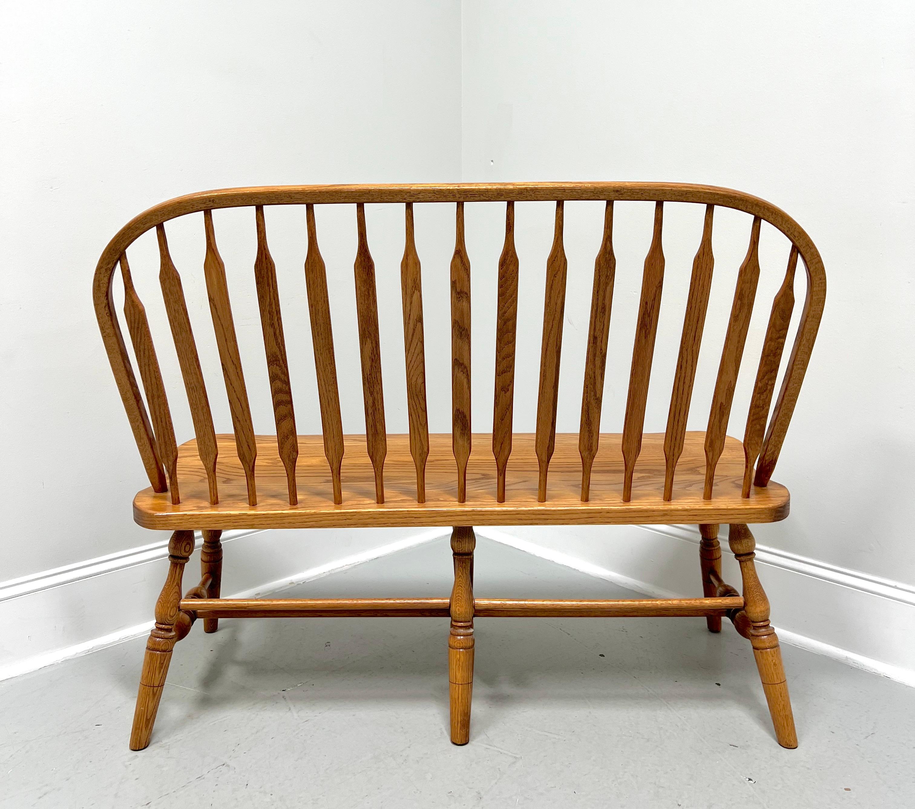 American Colonial Amish Made Rockford Style Oak Windsor Bench For Sale