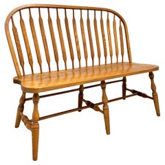Amish Made Rockford Style Oak Windsor Bench