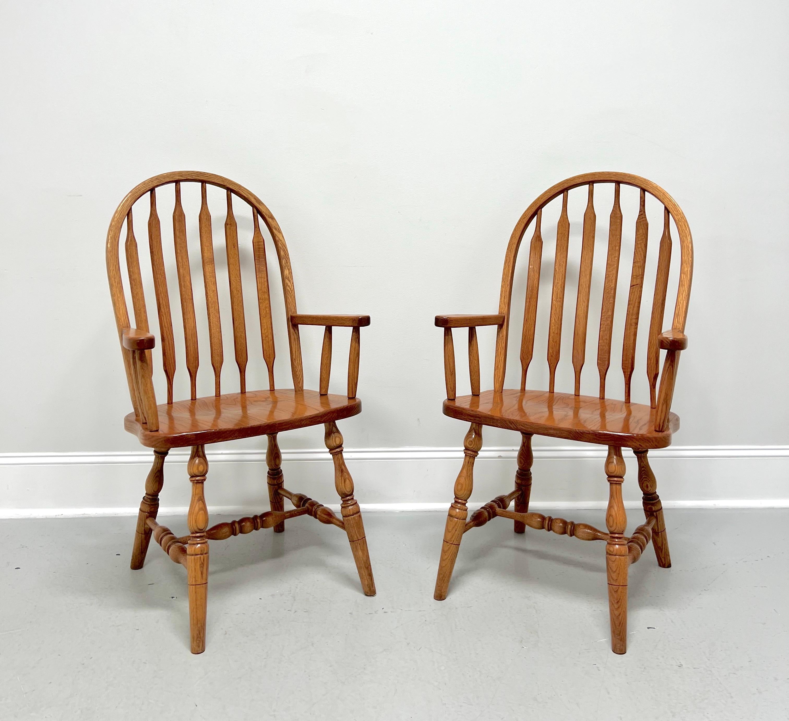 Amish Made Rockford Style Oak Windsor Dining Armchairs - Pair For Sale 4