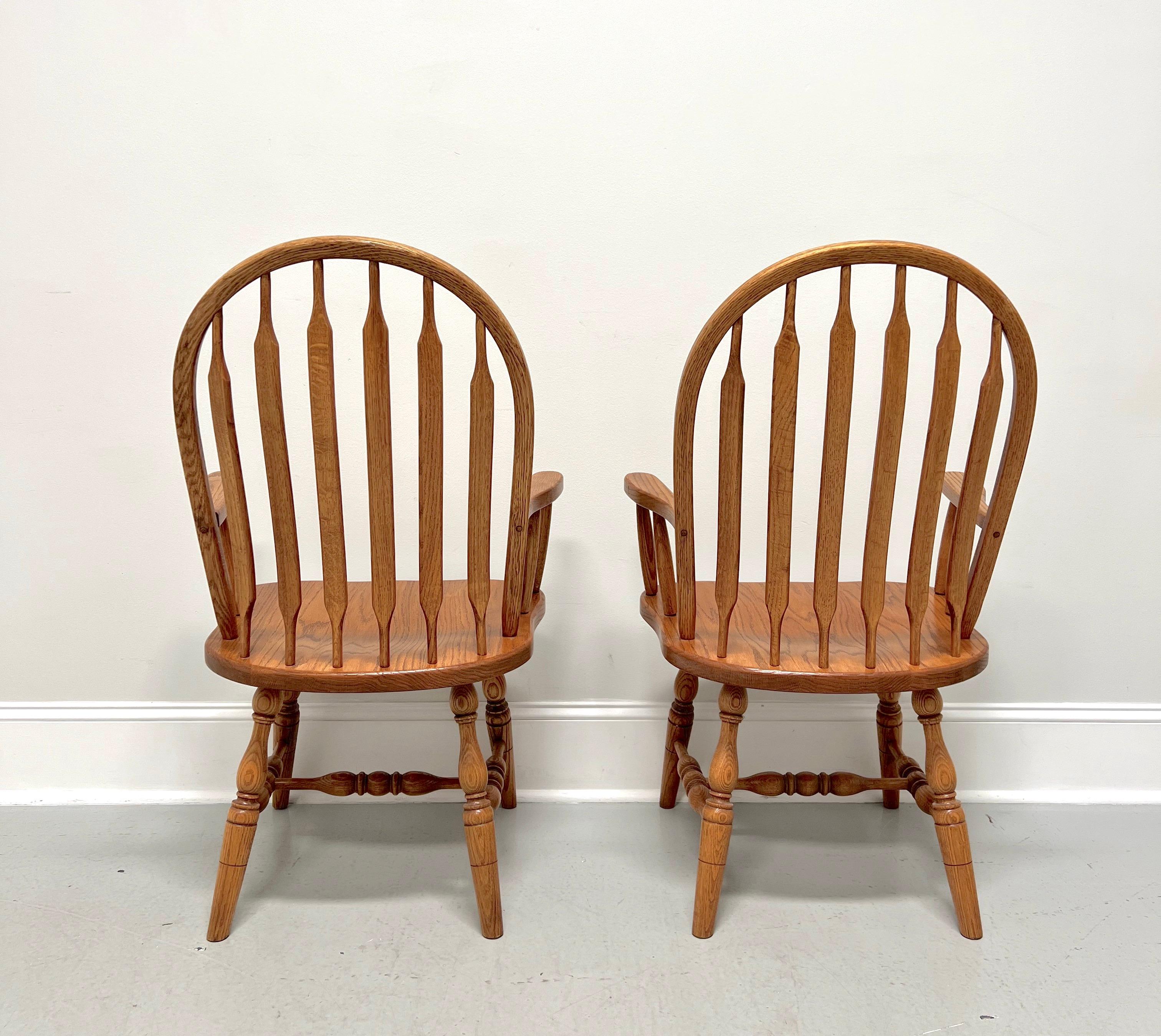 American Amish Made Rockford Style Oak Windsor Dining Armchairs - Pair For Sale