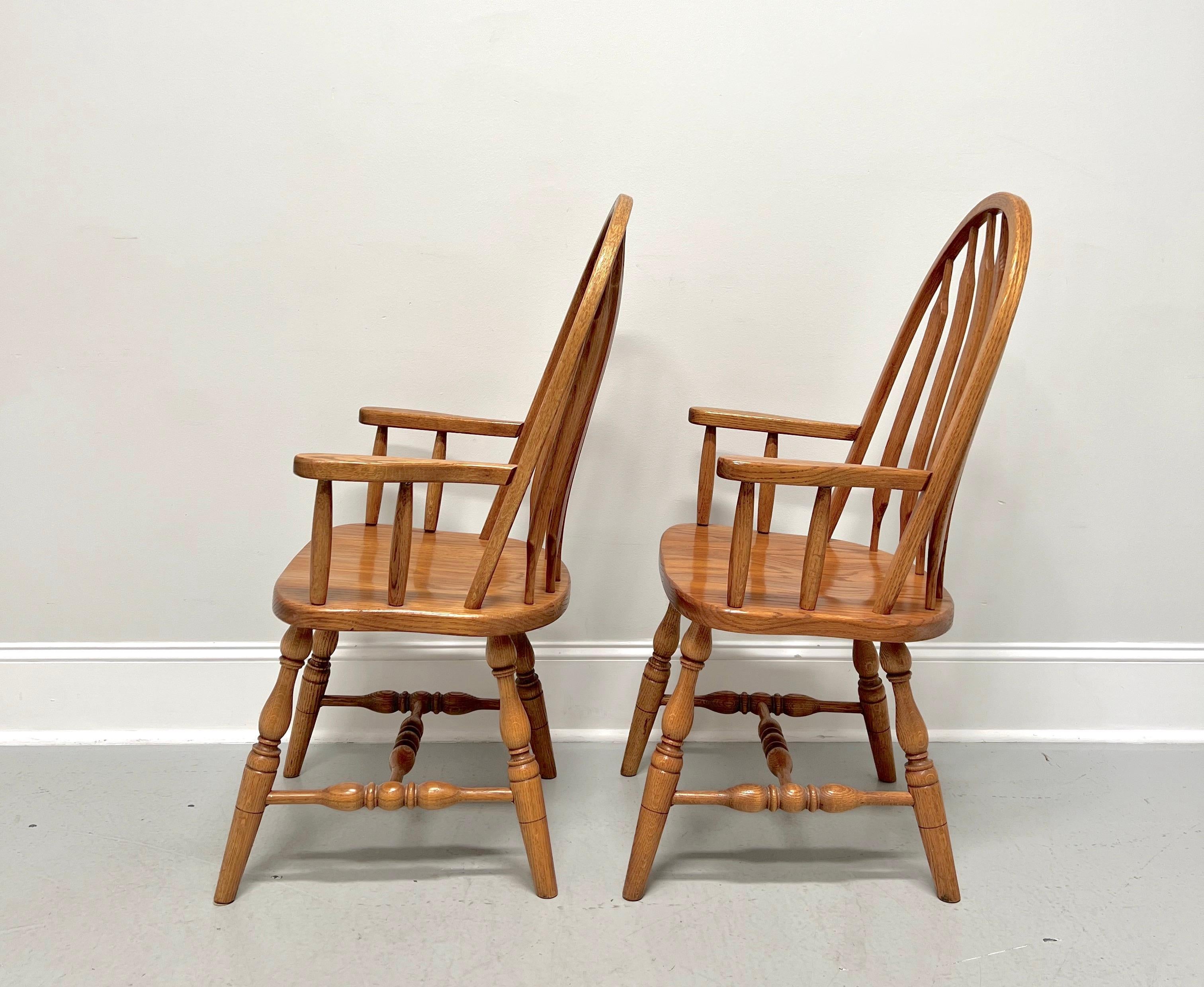 American Amish Made Rockford Style Oak Windsor Dining Armchairs - Pair For Sale