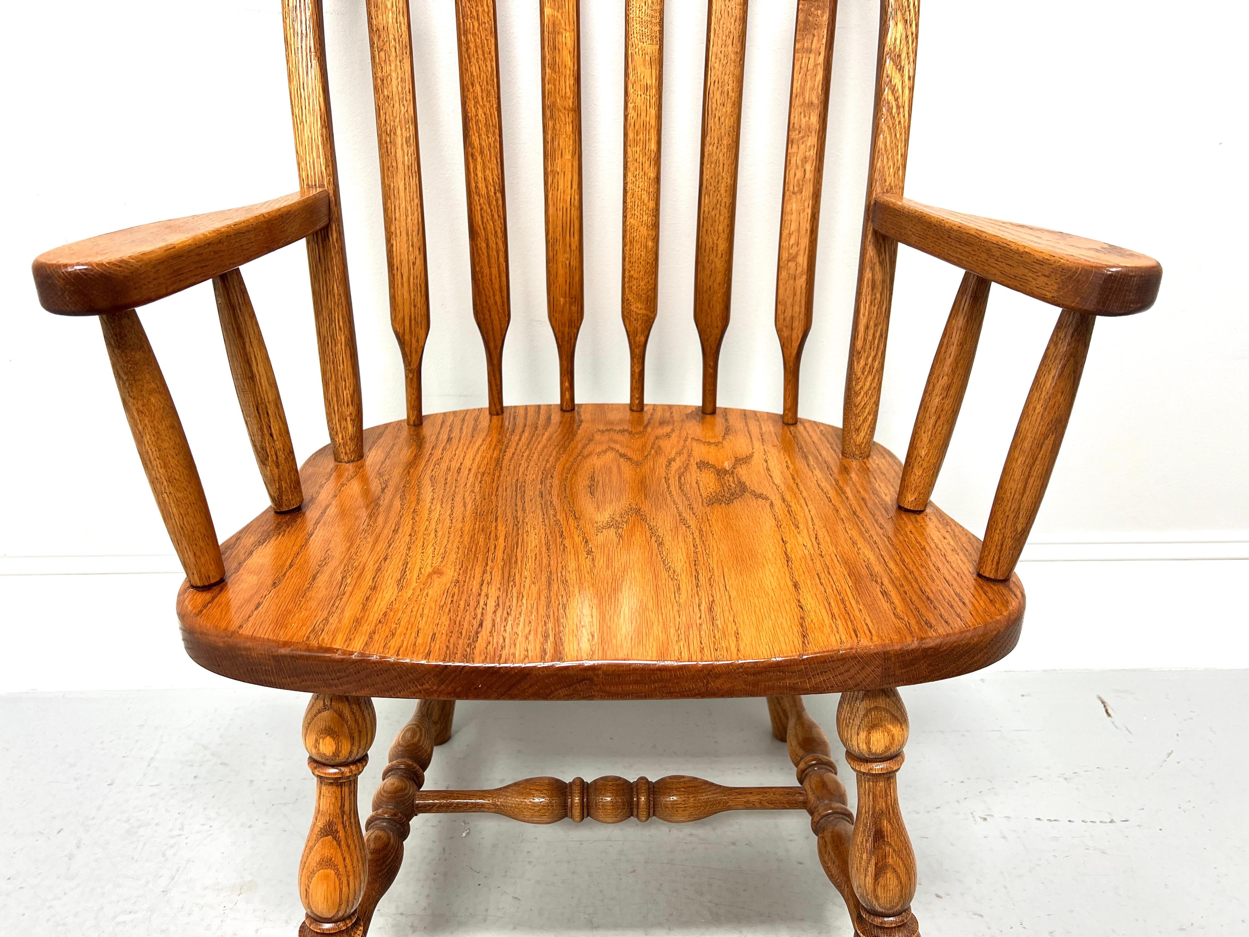 20th Century Amish Made Rockford Style Oak Windsor Dining Armchairs - Pair For Sale