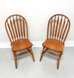 Amish Made Rockford Style Oak Windsor Dining Side Chairs - Pair