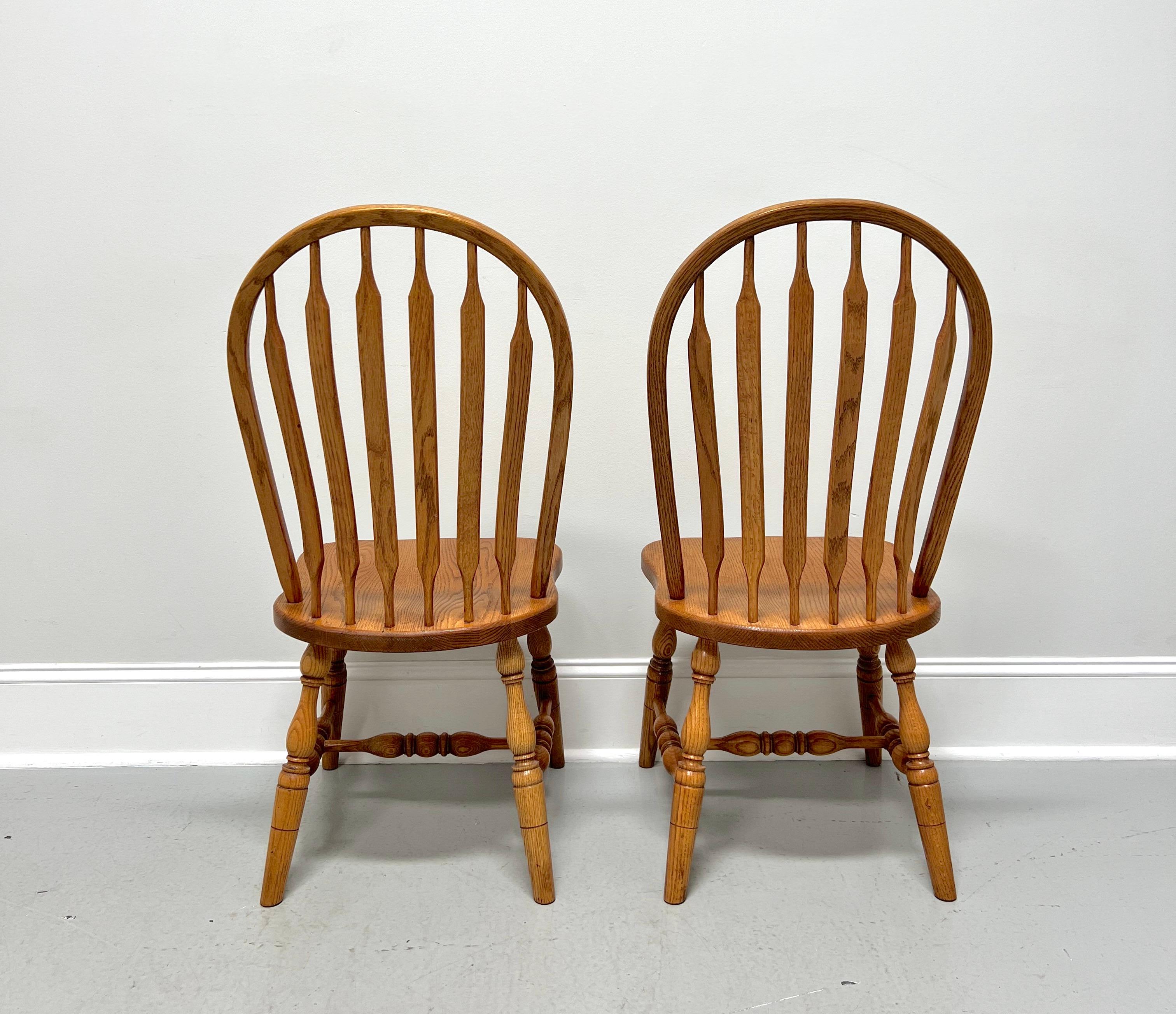 American Amish Made Rockford Style Oak Windsor Dining Side Chairs - Pair For Sale