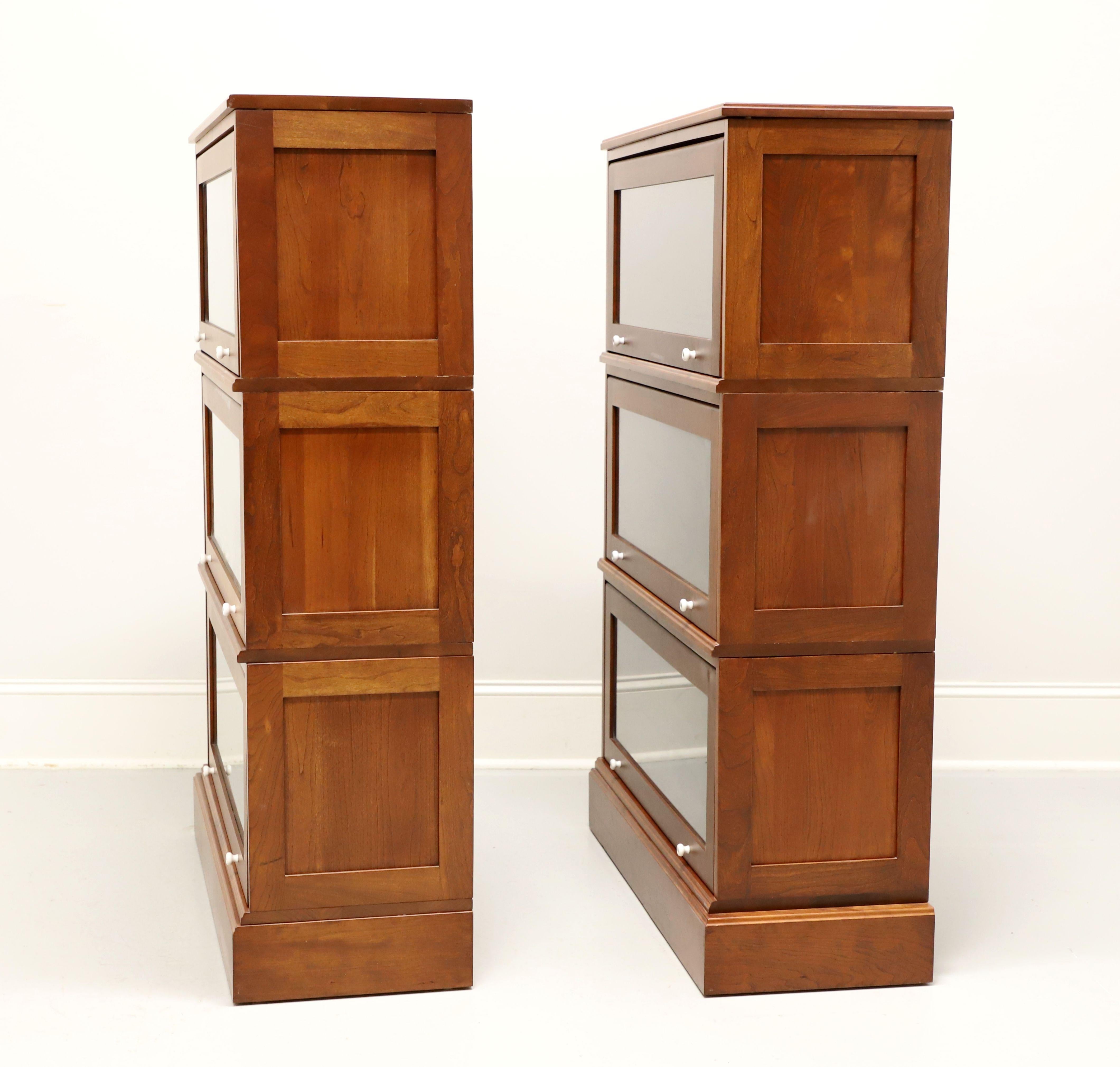 Arts and Crafts Amish Made Solid Cherry Matched Three Stack Barrister Bookcases - Pair