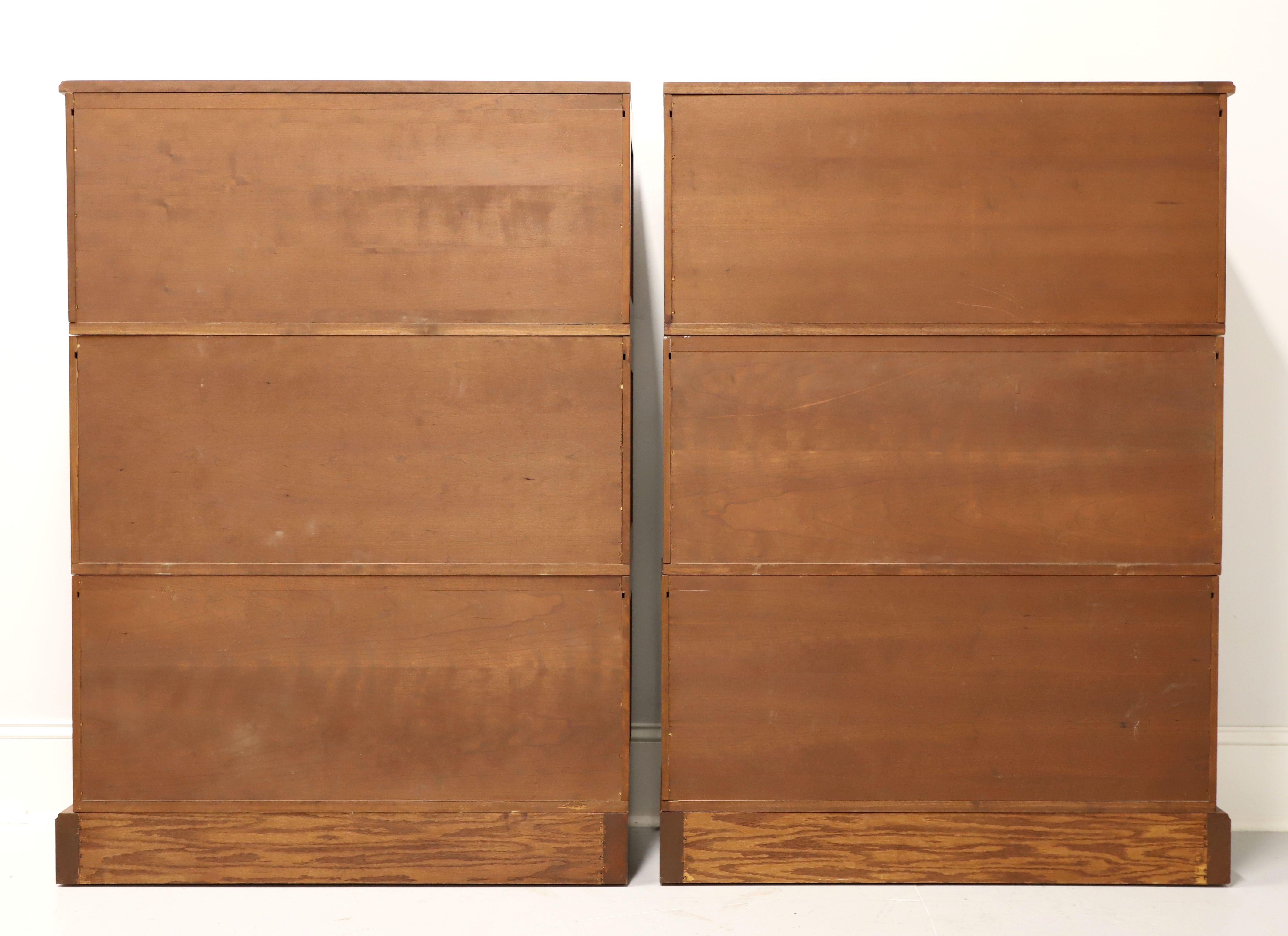 American Amish Made Solid Cherry Matched Three Stack Barrister Bookcases - Pair
