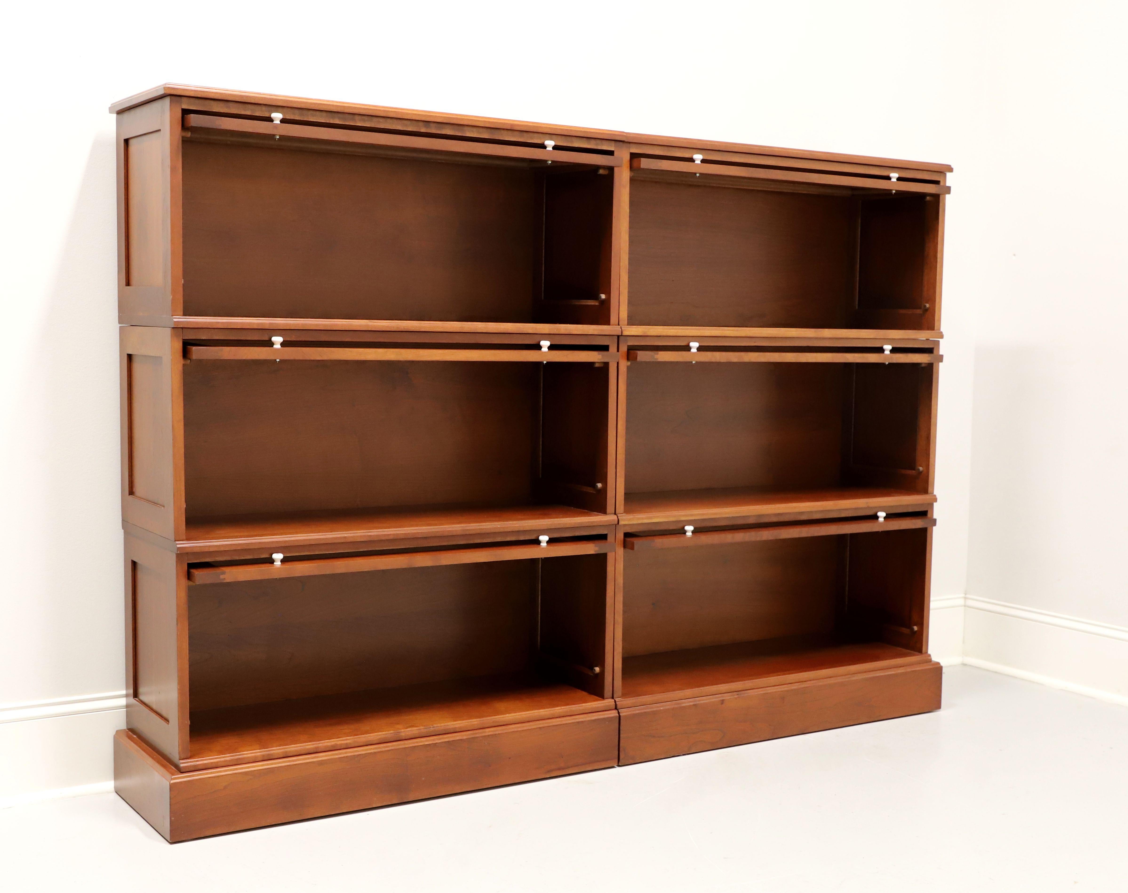 Amish Made Solid Cherry Matched Three Stack Barrister Bookcases - Pair In Good Condition In Charlotte, NC
