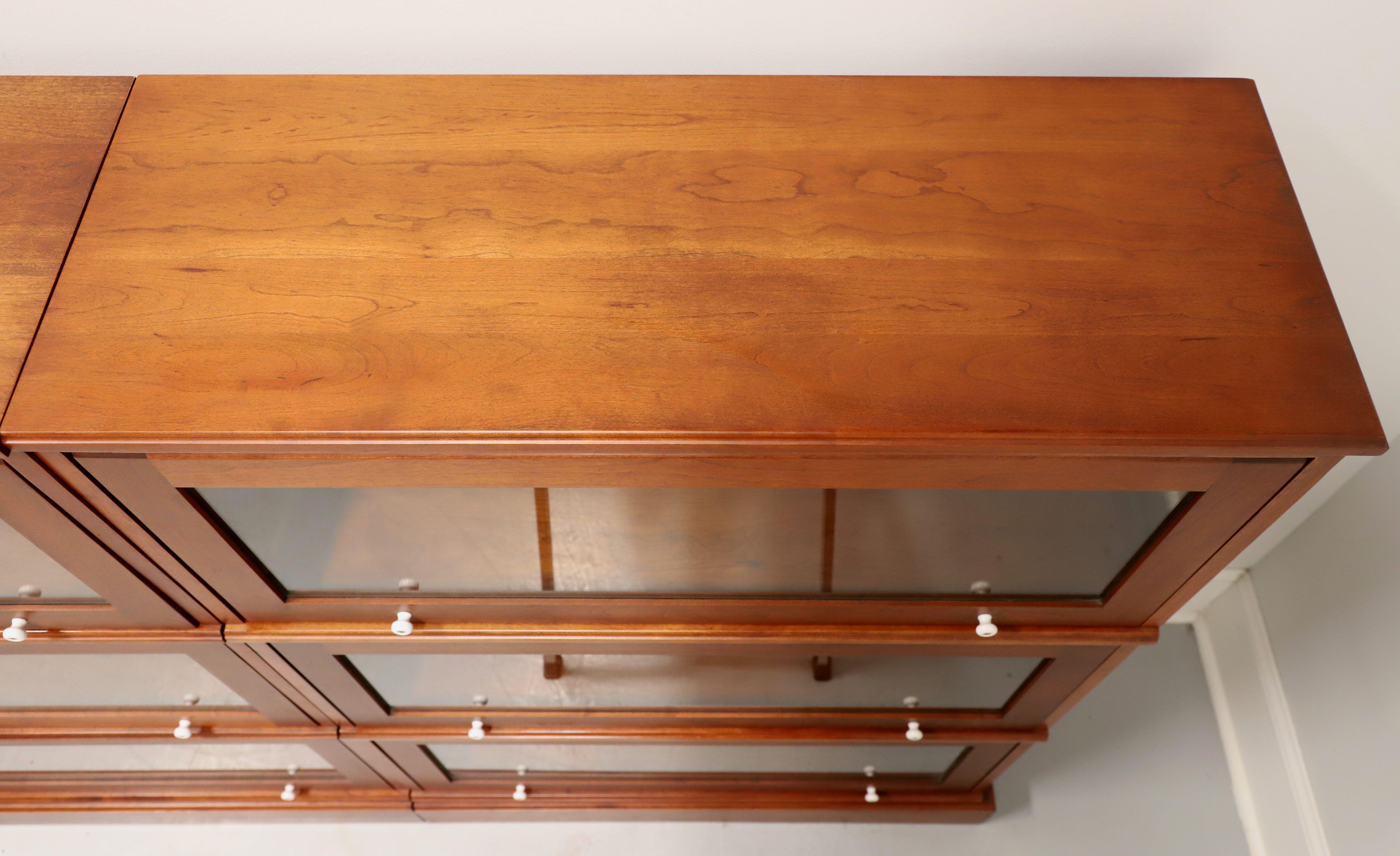 Brass Amish Made Solid Cherry Matched Three Stack Barrister Bookcases - Pair