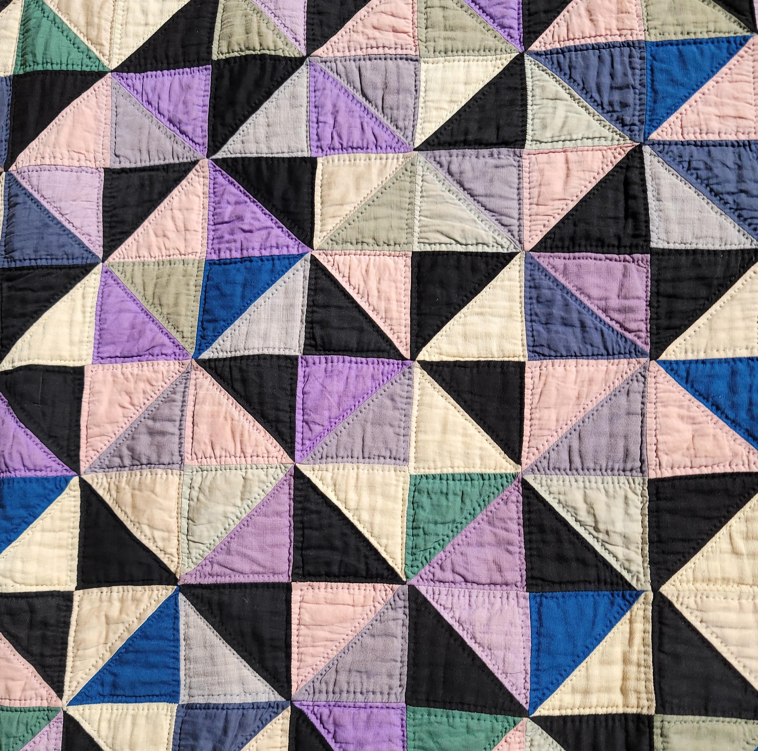 Hand-Crafted Amish Ohio Broken Dishes Quilt For Sale