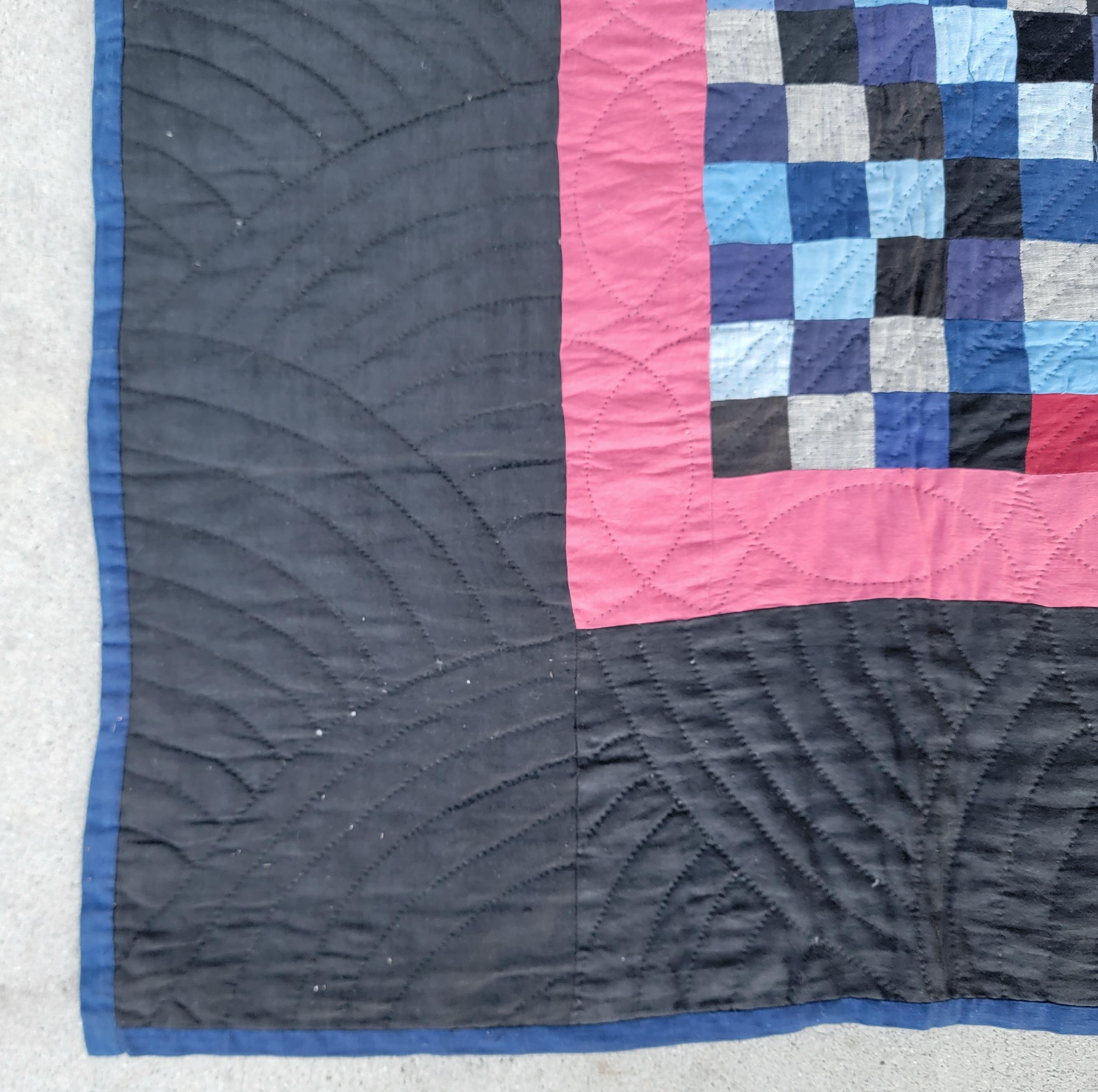 Hand-Crafted Amish One Patch Crib Quilt from Ohio