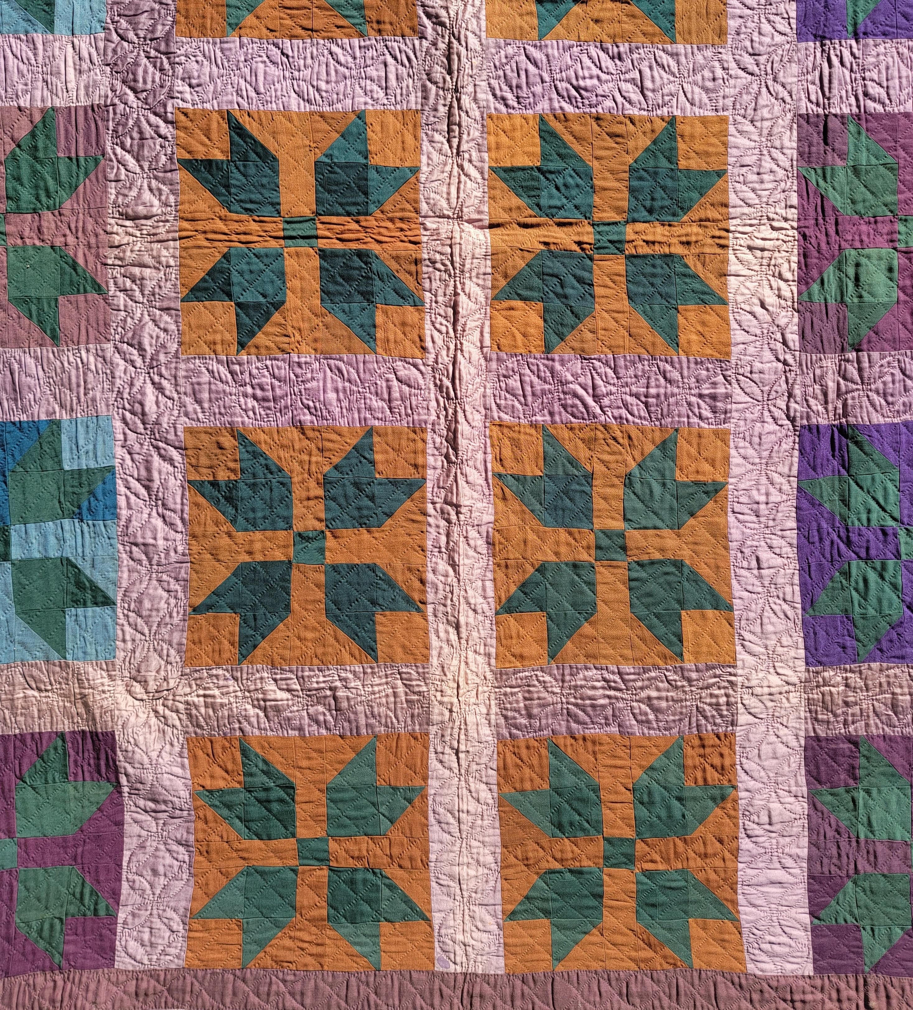 Adirondack Amish Quilt Dated 1911 from Indiana-Bear Paw Pattern