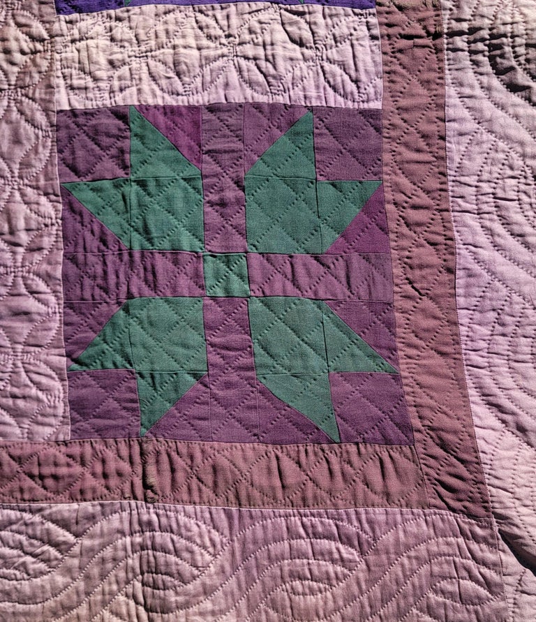 Hand-Crafted Amish Quilt Dated 1911 from Indiana-Bear Paw Pattern For Sale