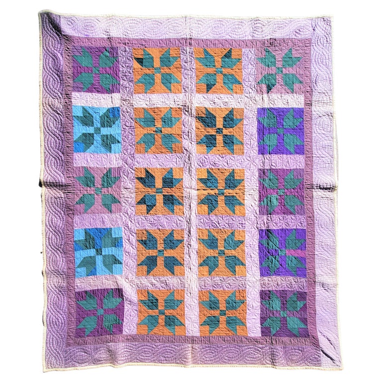 Amish Quilt Dated 1911 from Indiana-Bear Paw Pattern For Sale