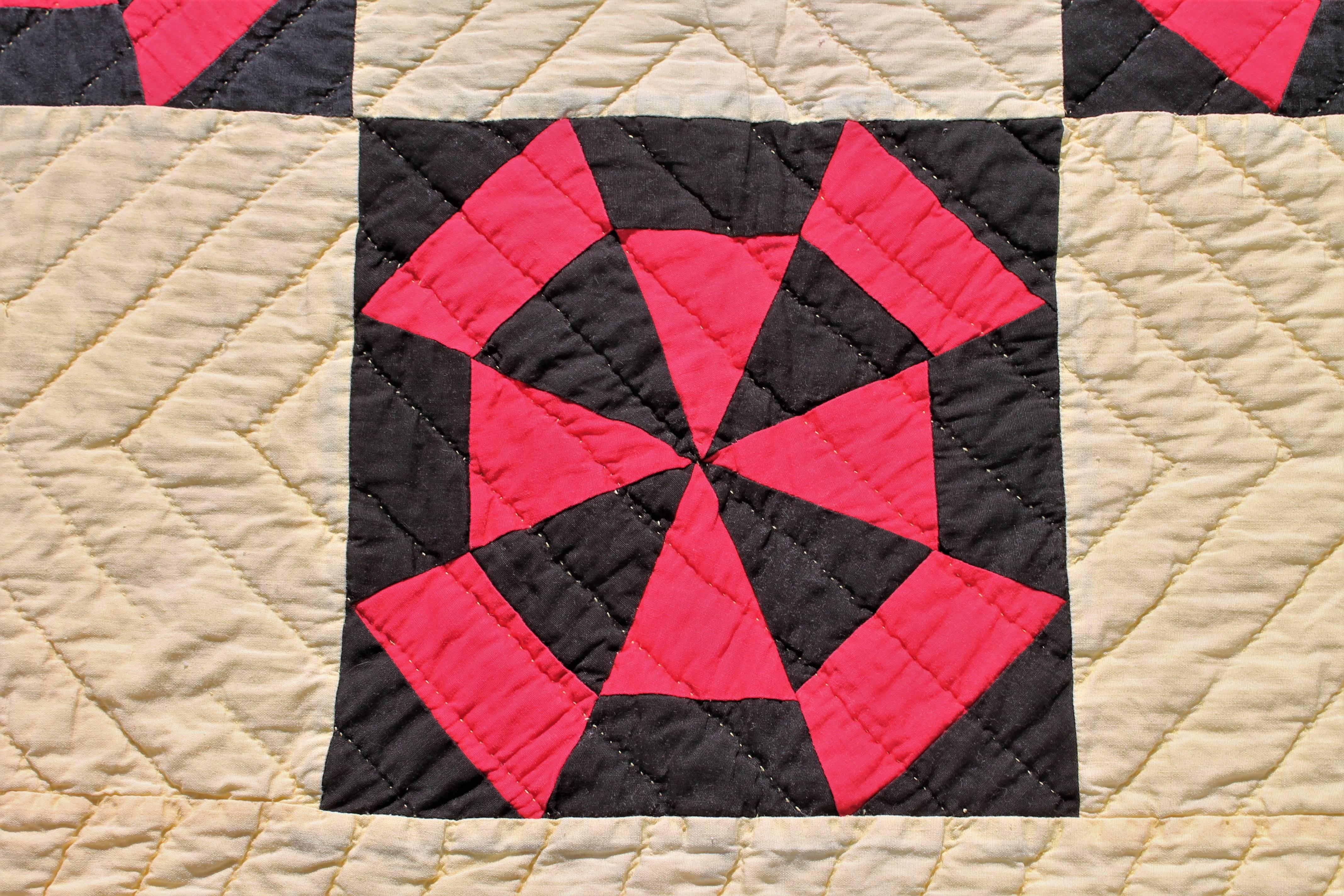 American Amish Quilt in Pinwheel Pattern