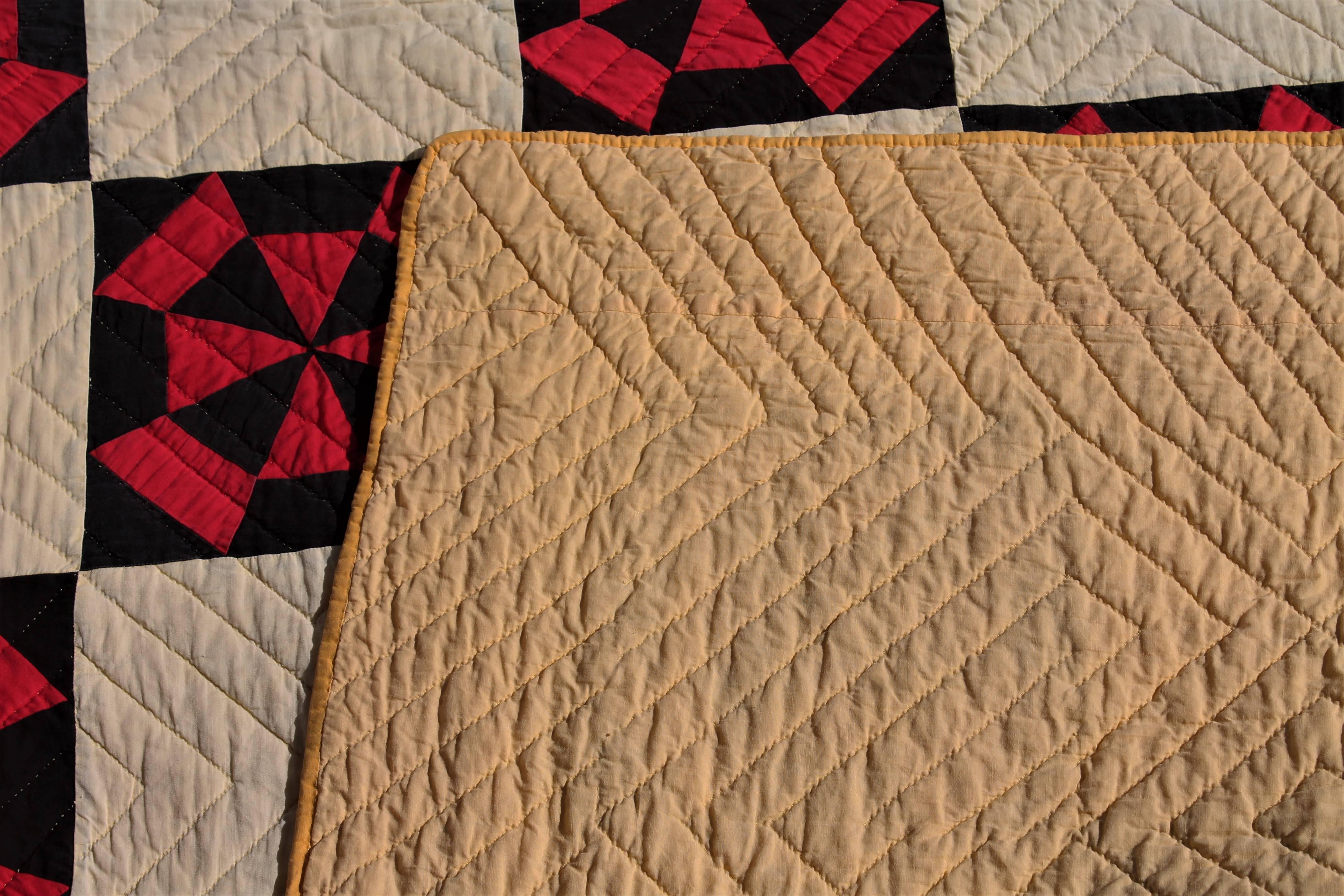 20th Century Amish Quilt in Pinwheel Pattern