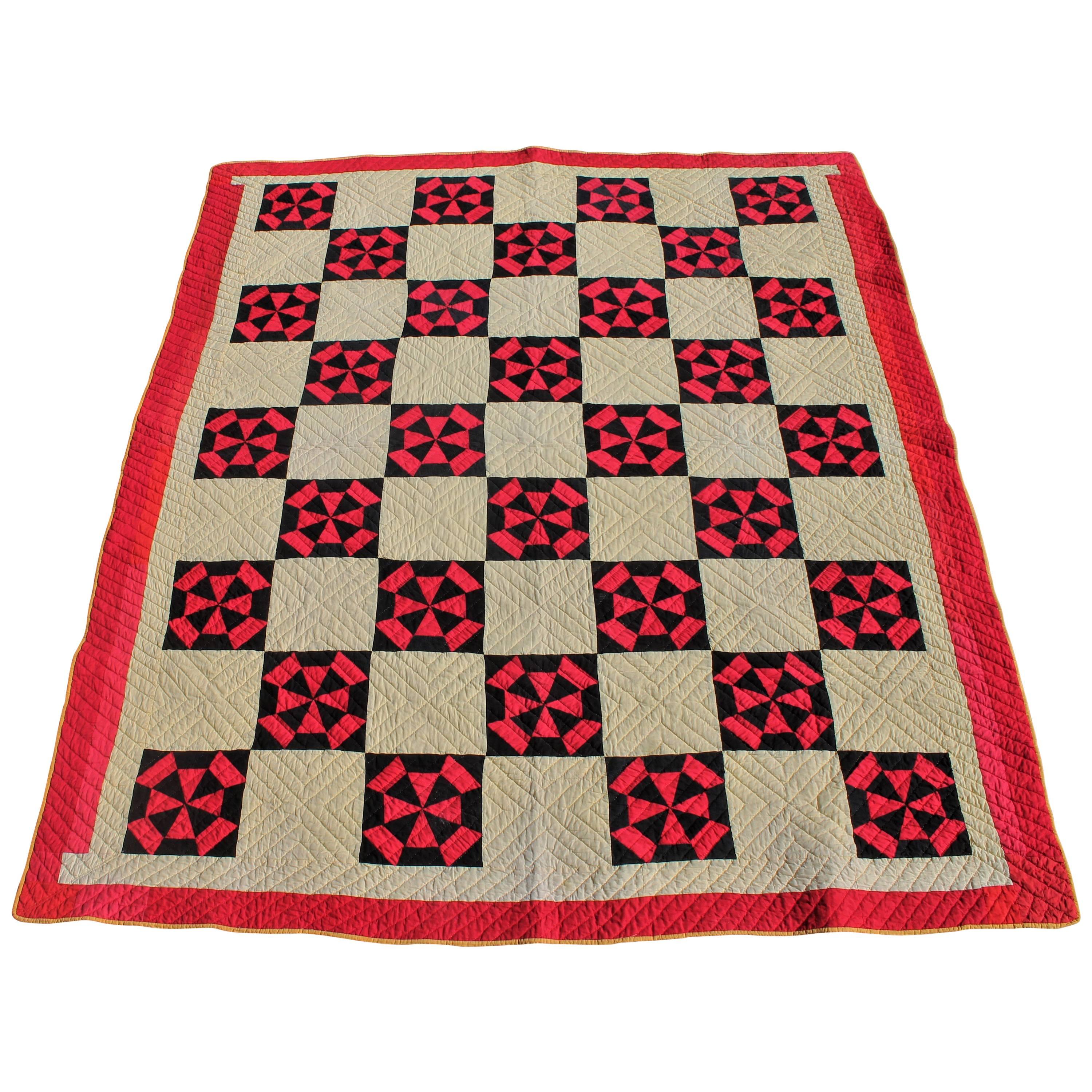 Amish Quilt in Pinwheel Pattern
