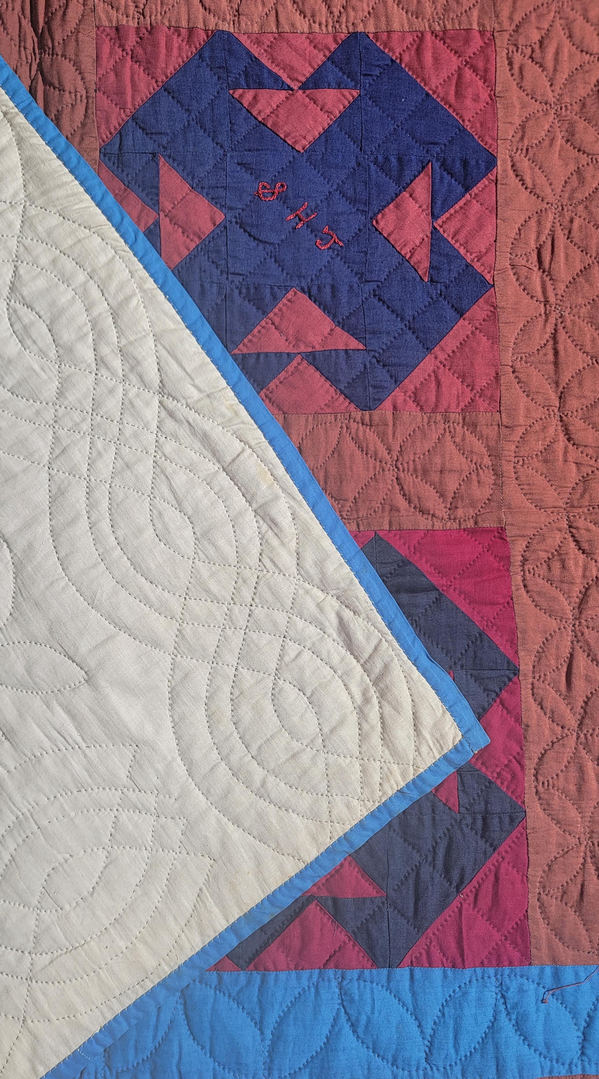 Hand-Crafted Amish Shoe Fly Signature Quilt, Dated For Sale