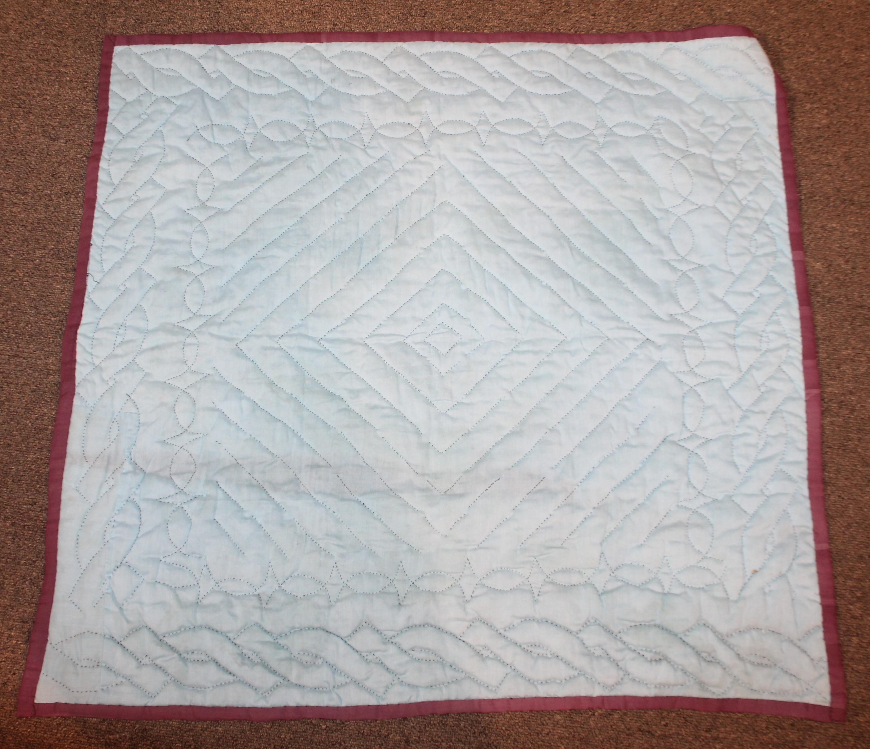 Hand-Crafted Amish Sunshine and Shadow Crib Quilt For Sale