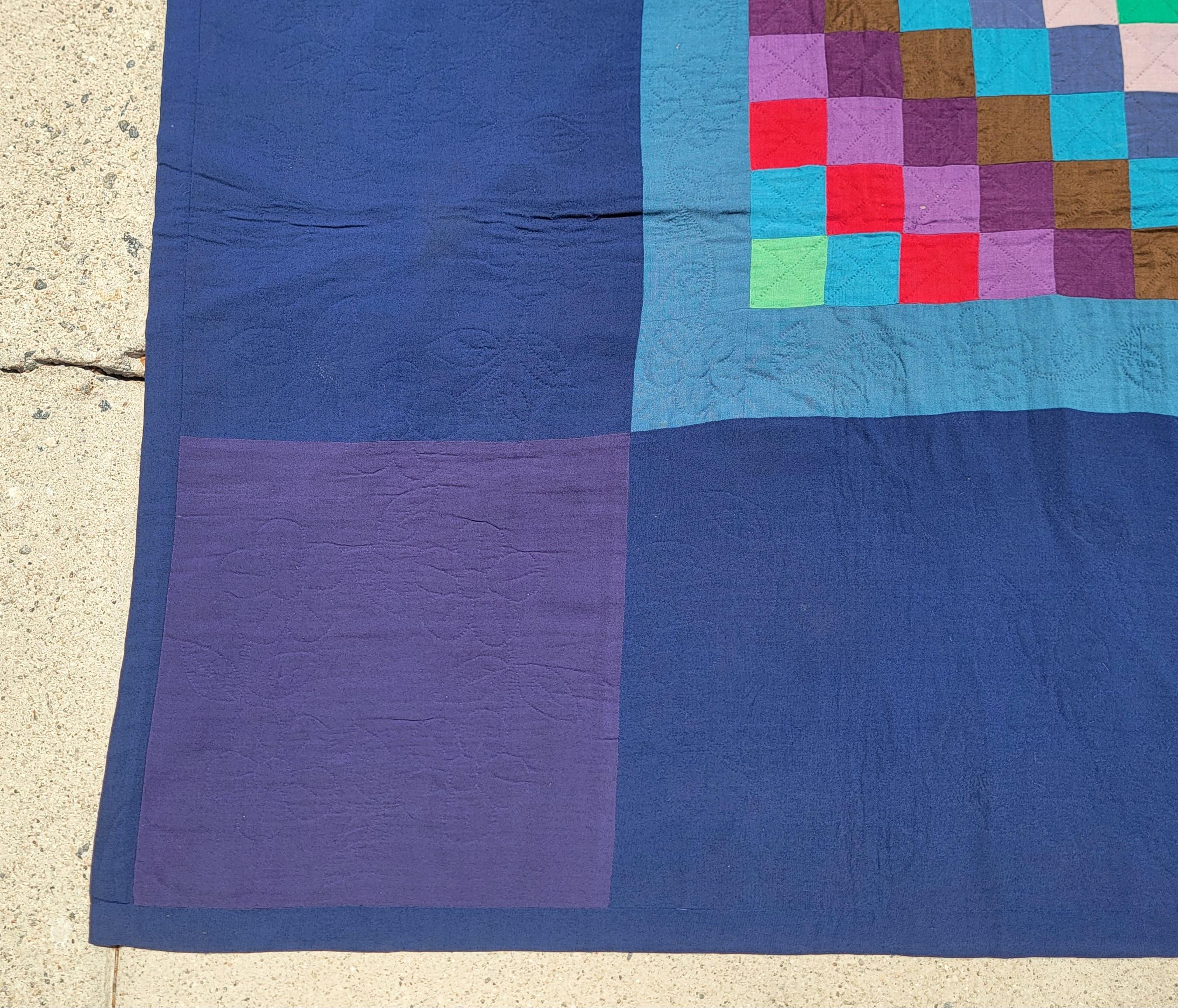 Mid-20th Century Amish Wool Trip  Around the World Quilt For Sale