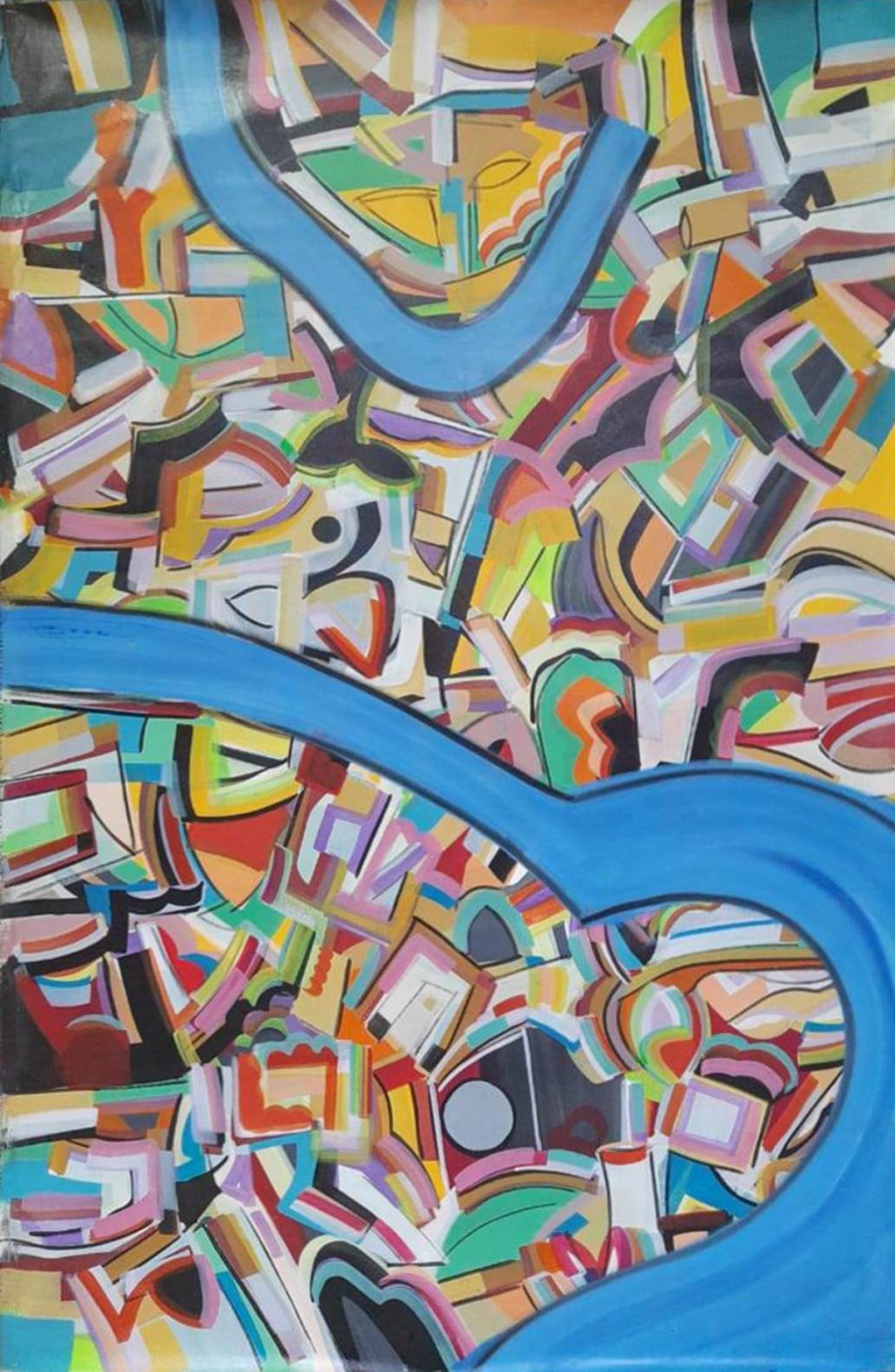 Pittura astratta, Acrilico su tela di un artista contemporaneo "In magazzino"