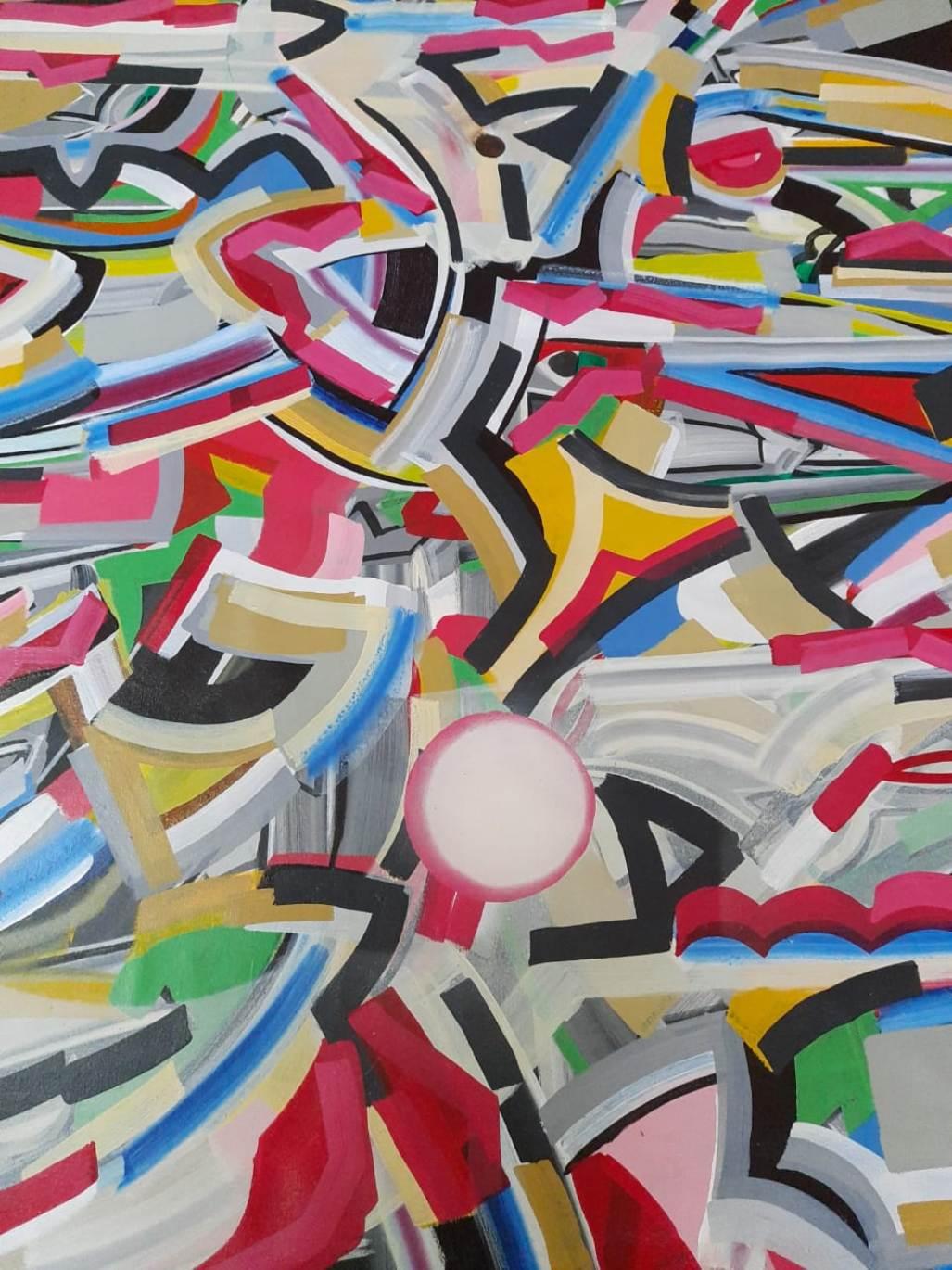 Abstract Painting de Amit Kalla - Pintura Abstracta, Acrílico sobre Lienzo por Artista Contemporáneo "En Stock"
