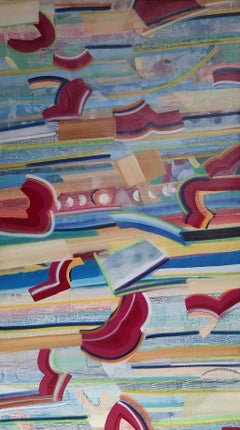 Transending Forms, Acrylic, Canvas, Red, Blue, Brown, Yellow, Green "In Stock"