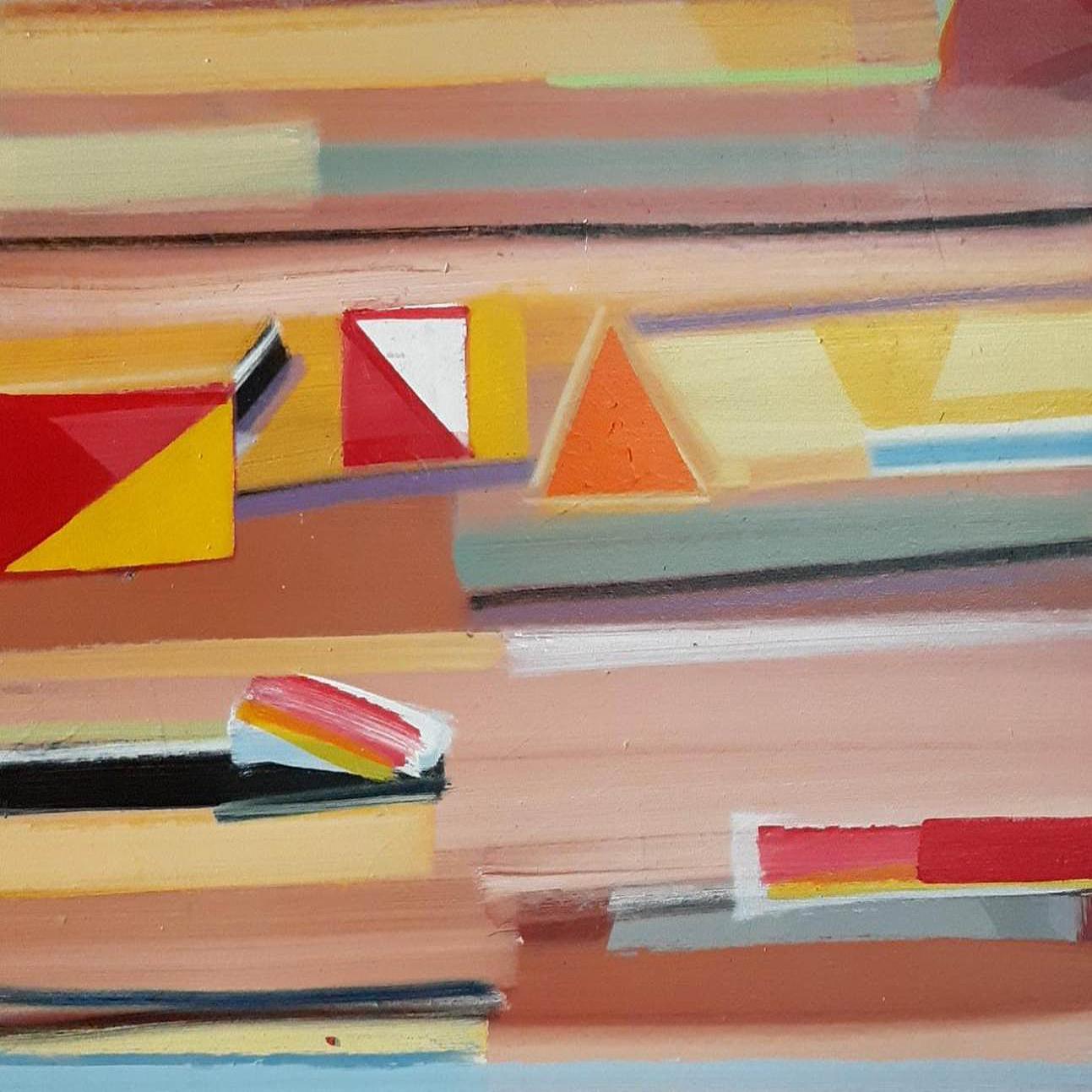 Abstract Painting de Amit Kalla - Sin título, acrílico sobre lienzo, naranja, rojo por Artista indio contemporáneo "En Stock"