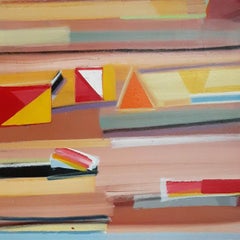 Ohne Titel, Acryl auf Leinwand, Orange, Rot von zeitgenössischer indischer Künstler "In Stock""