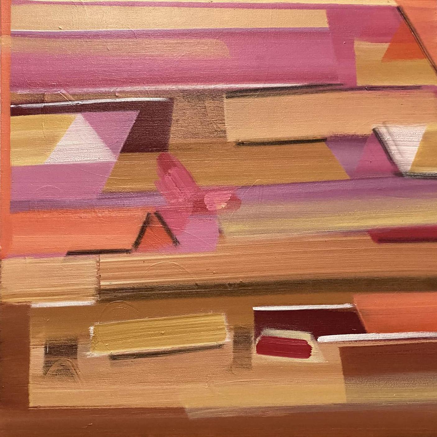 Abstract Painting di Amit Kalla - Senza titolo, Acrilico su tela, Rosa, Rosso di un artista indiano contemporaneo "In magazzino"