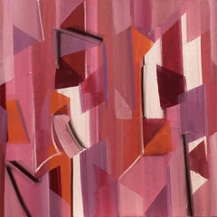 Sans titre, acrylique sur toile, rose, rouge par l'artiste indien contemporain « En stock »