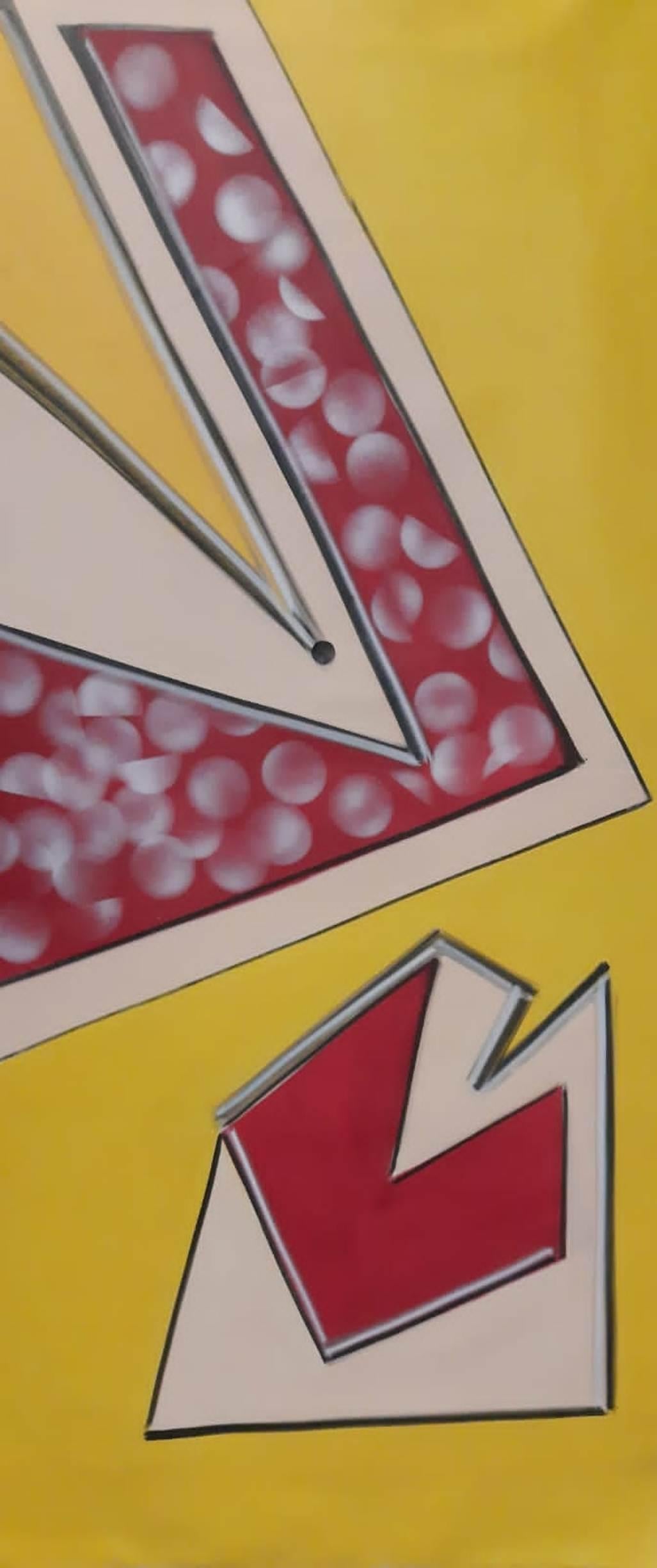 Ohne Titel, Acryl auf Leinwand, Gelb, Rot von zeitgenössischer indischer Künstler "In Stock""
