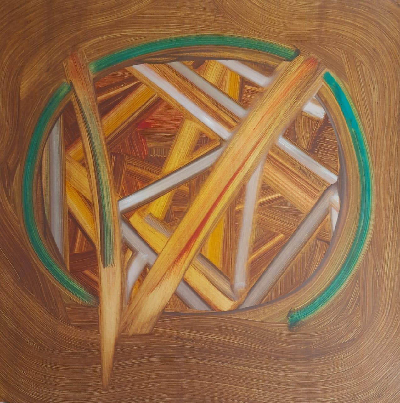 Abstract Painting de Amit Kalla - Serie Vipasyana, Técnica mixta sobre papel por Artista indio contemporáneo "En Stock"