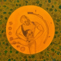 "Nella morte ci incontreremo?" Grafite e acrilico su tela, Simbolismo, Arte indiana