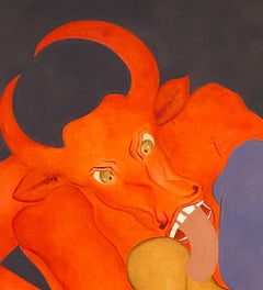 "Sin respuestas directas", Óleo sobre lienzo - Pintura figurativa abstracta, Arte indio