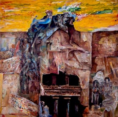 Changing Rock I, Mythscape Series, Indian Heritage, Oil on Canvas, Art"In Stock"