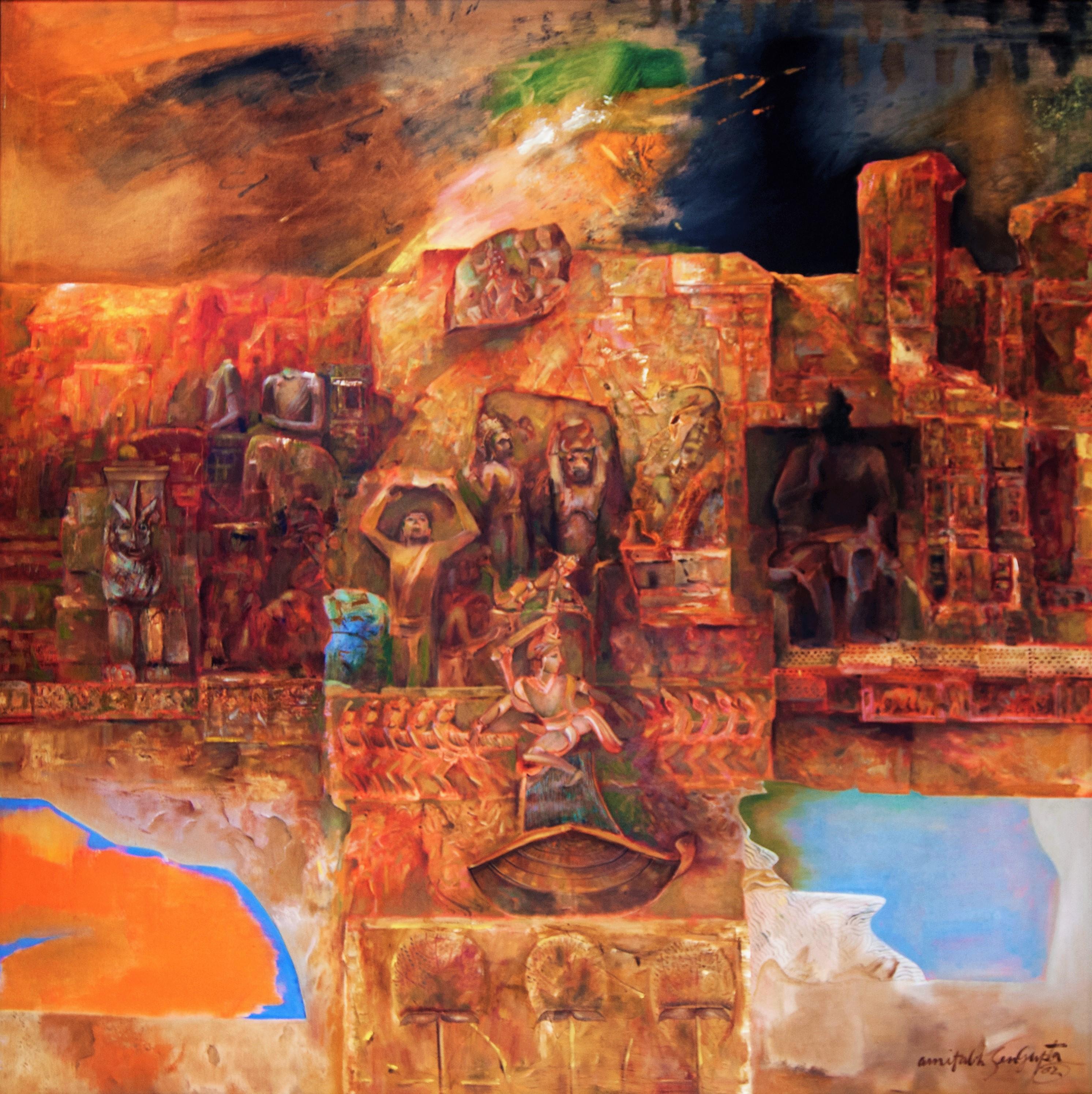 Abstract Painting di Amitabh Sengupta - Changing Rock II, Astratto, Serie Mythscape, Mitologia, Artista indiano "In magazzino"