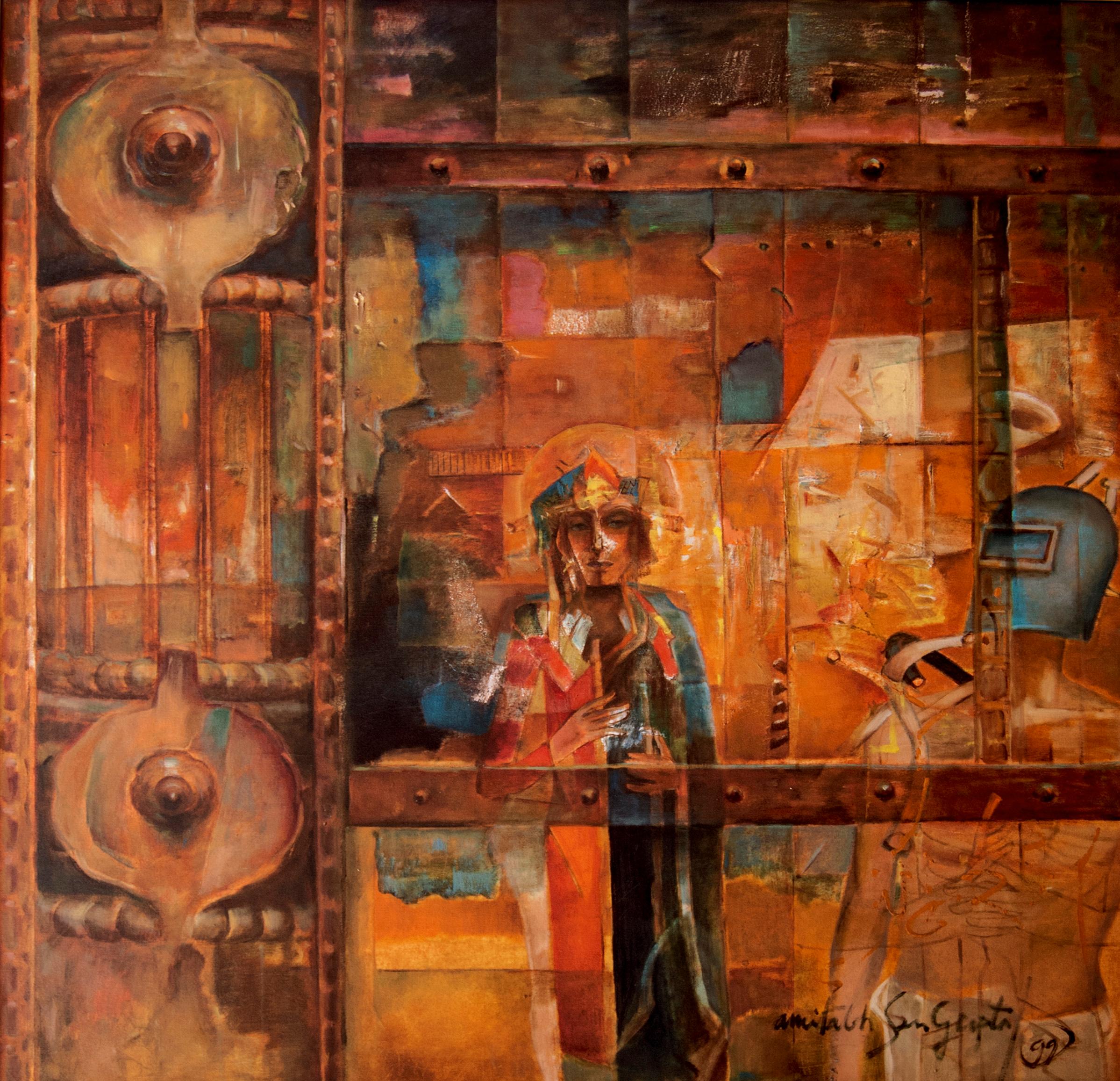 Amitabh Sengupta Abstract Painting - Inconsistent Dialogue, Mythscape Series, Abstract Art, Oil Painting "In Stock"