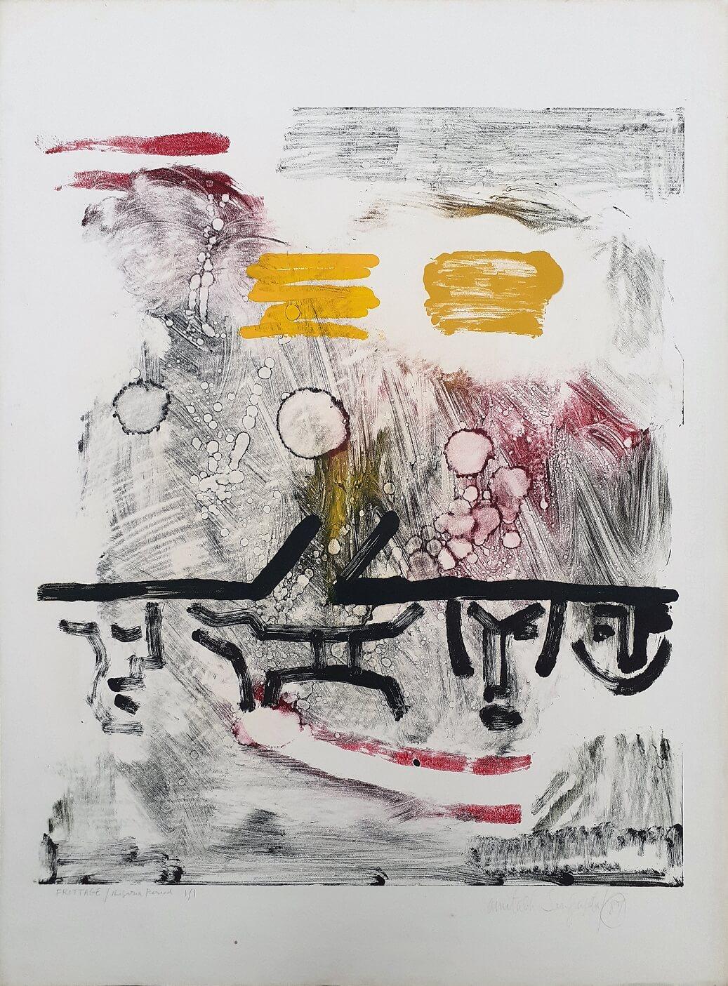Periodo della Nigeria, Frottage su carta, Edizione 1/1 dell'artista Modern "In magazzino".