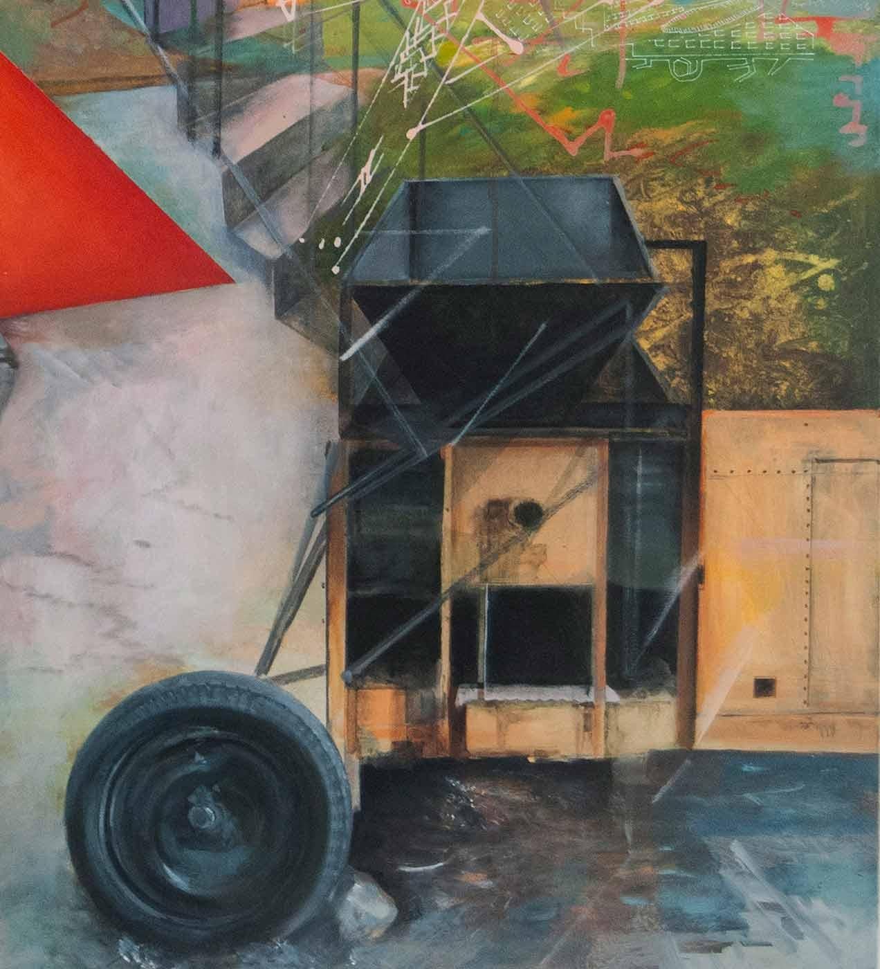 Non Places 1, série Mythscape, héritage, acrylique sur toile, art indien « en stock » - Marron Abstract Painting par Amitabh Sengupta